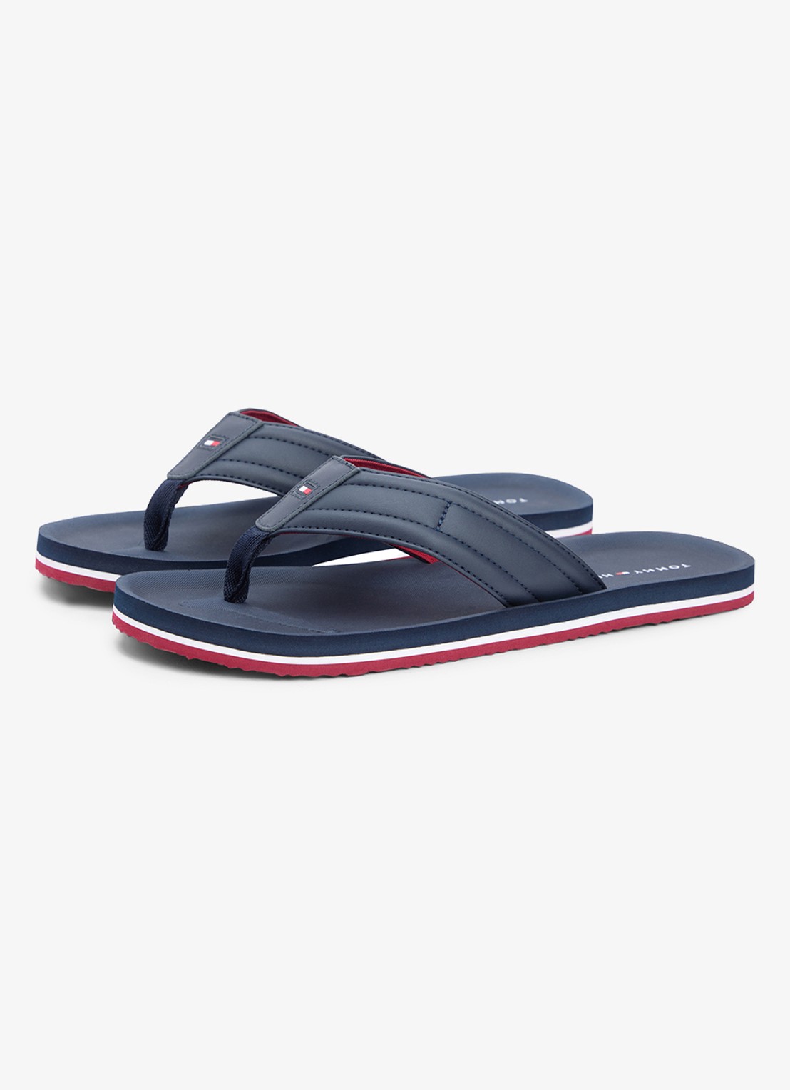 Tommy Hilfiger Slipper met logo - voorkant 2 donkerblauw