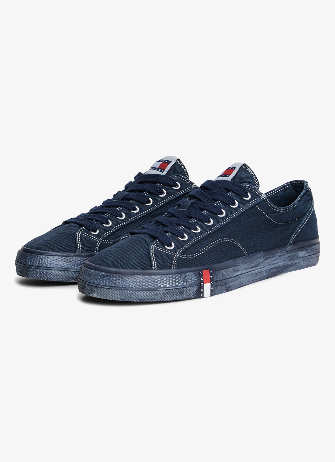 Tommy Hilfiger Sneaker met doorgestikte details - voorkant 6 donkerblauw