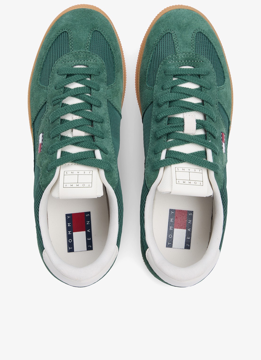 Tommy Hilfiger Sneaker met logo en details van corduroy  - detail 4 donkergroen