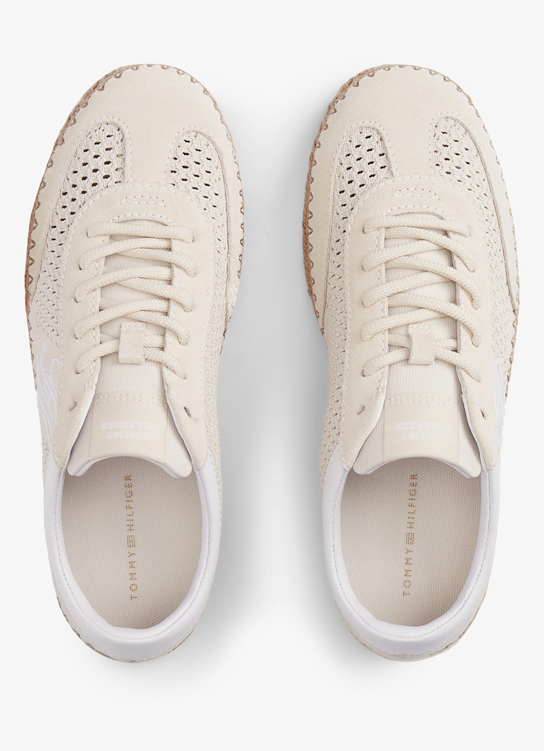 Tommy Hilfiger Sneaker met opengewerkt dessin - voorkant 6 creme