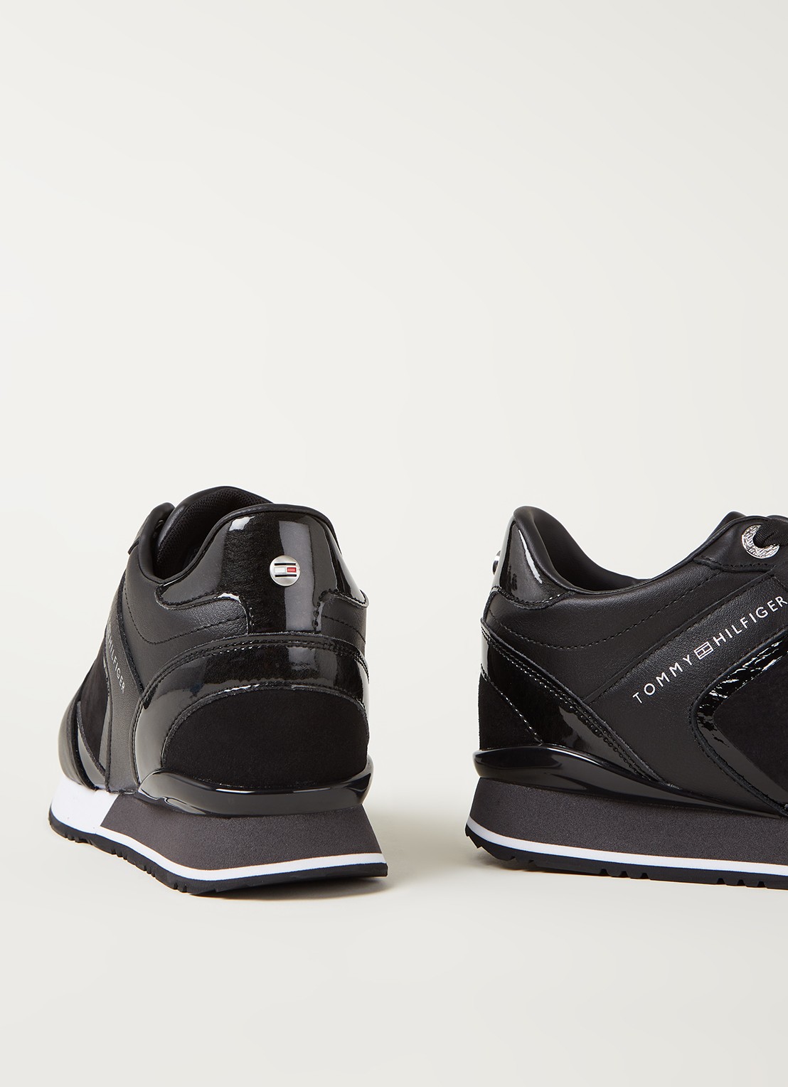 Tommy Hilfiger Sneaker met sleehak van leer - detail 2 zwart
