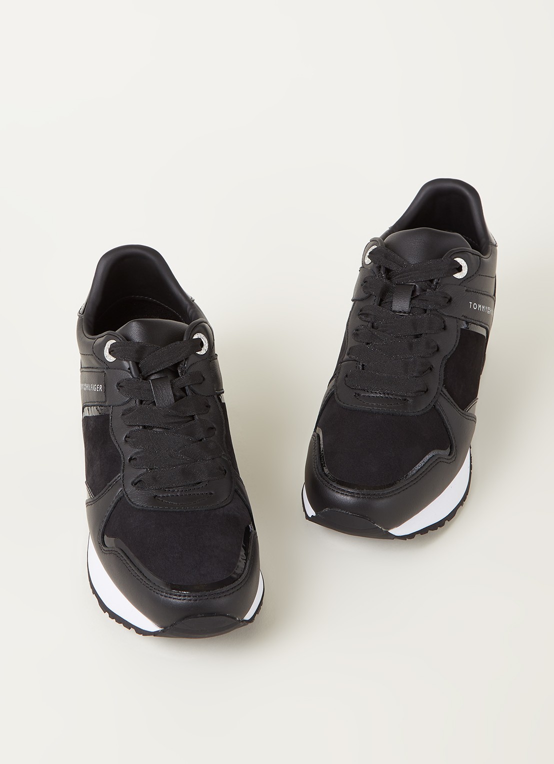 Tommy Hilfiger Sneaker met sleehak van leer - detail 3 zwart