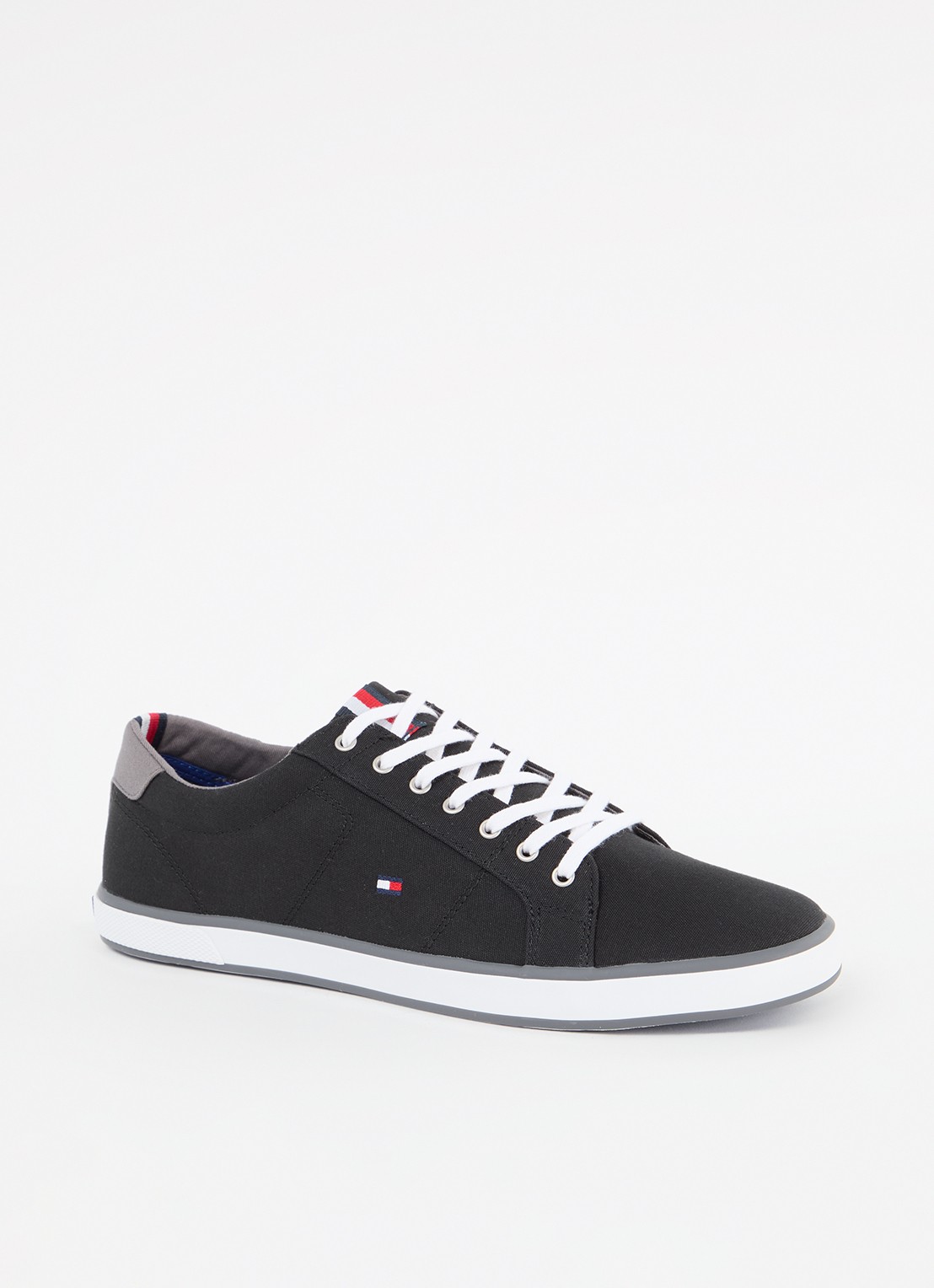 Tommy Hilfiger Sneaker van canvas met logo - voorkant zwart