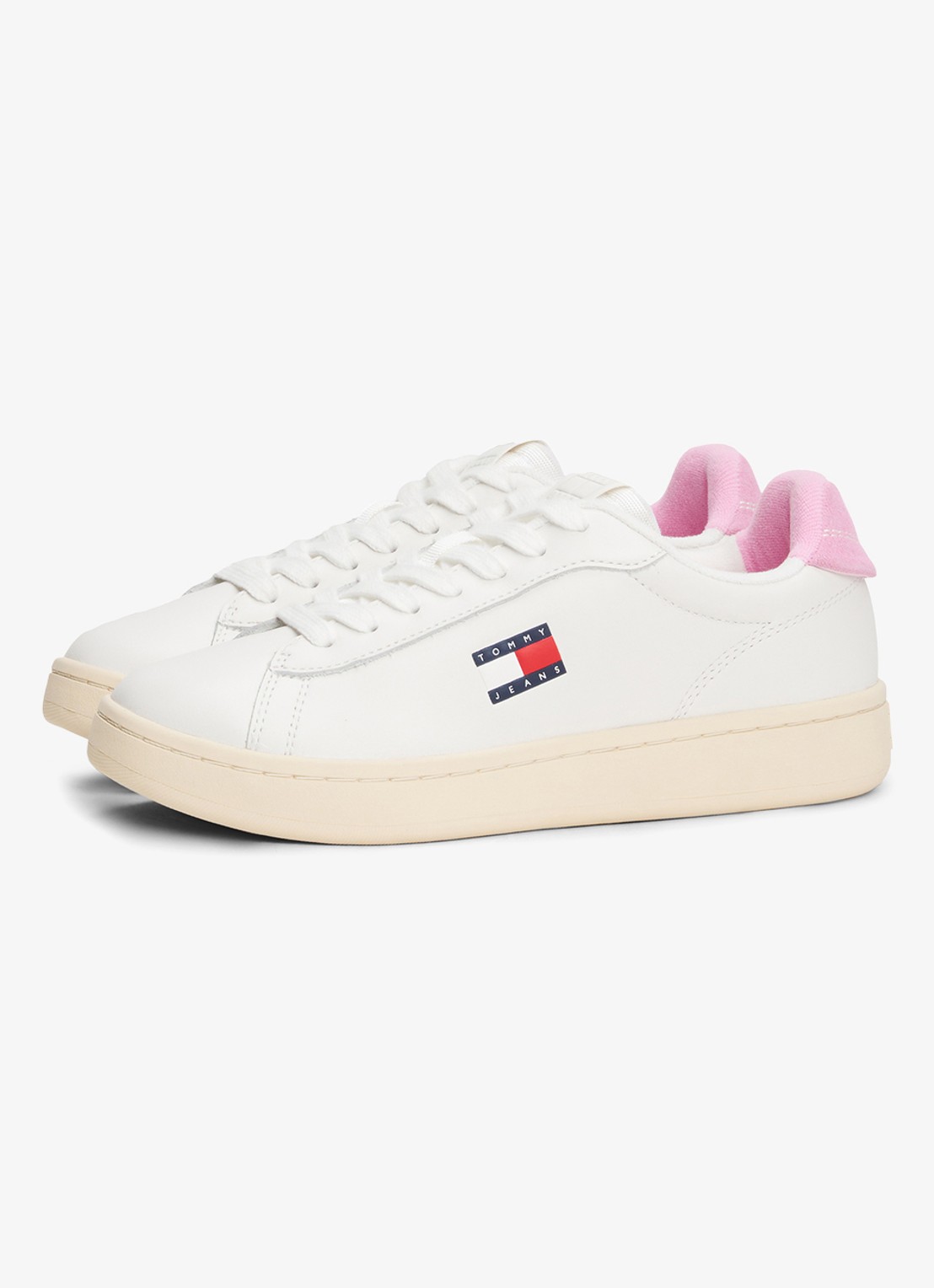 Tommy Hilfiger Sneaker van leer met logo - detail roze