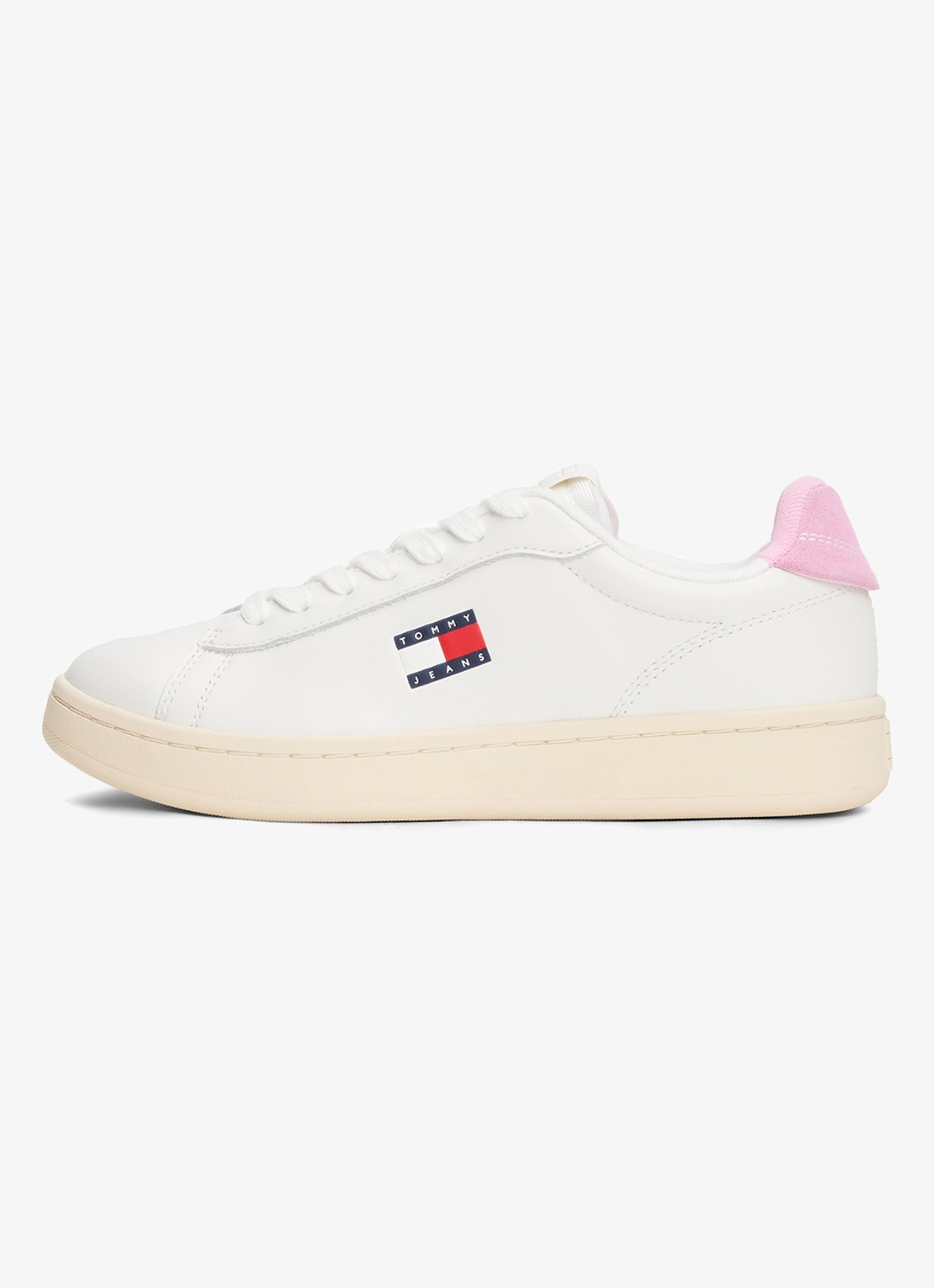 Tommy Hilfiger Sneaker van leer met logo - voorkant 3 roze
