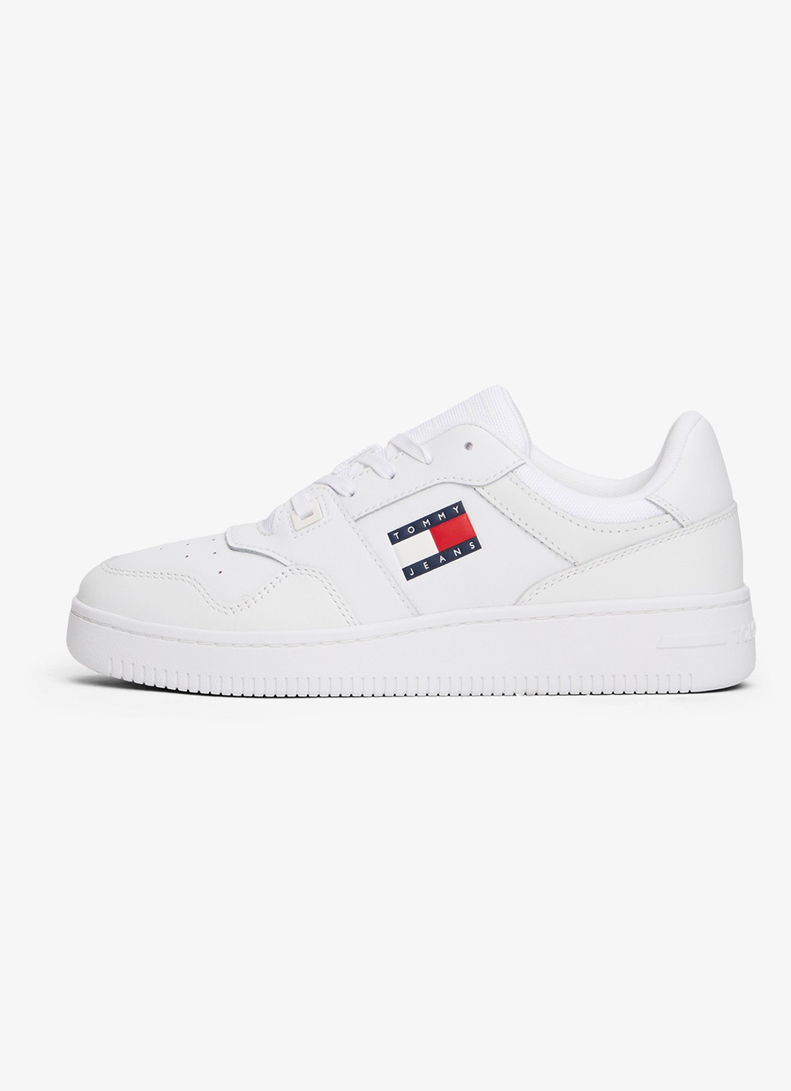 Tommy Hilfiger Sneaker van leer met logo - voorkant 5 wit