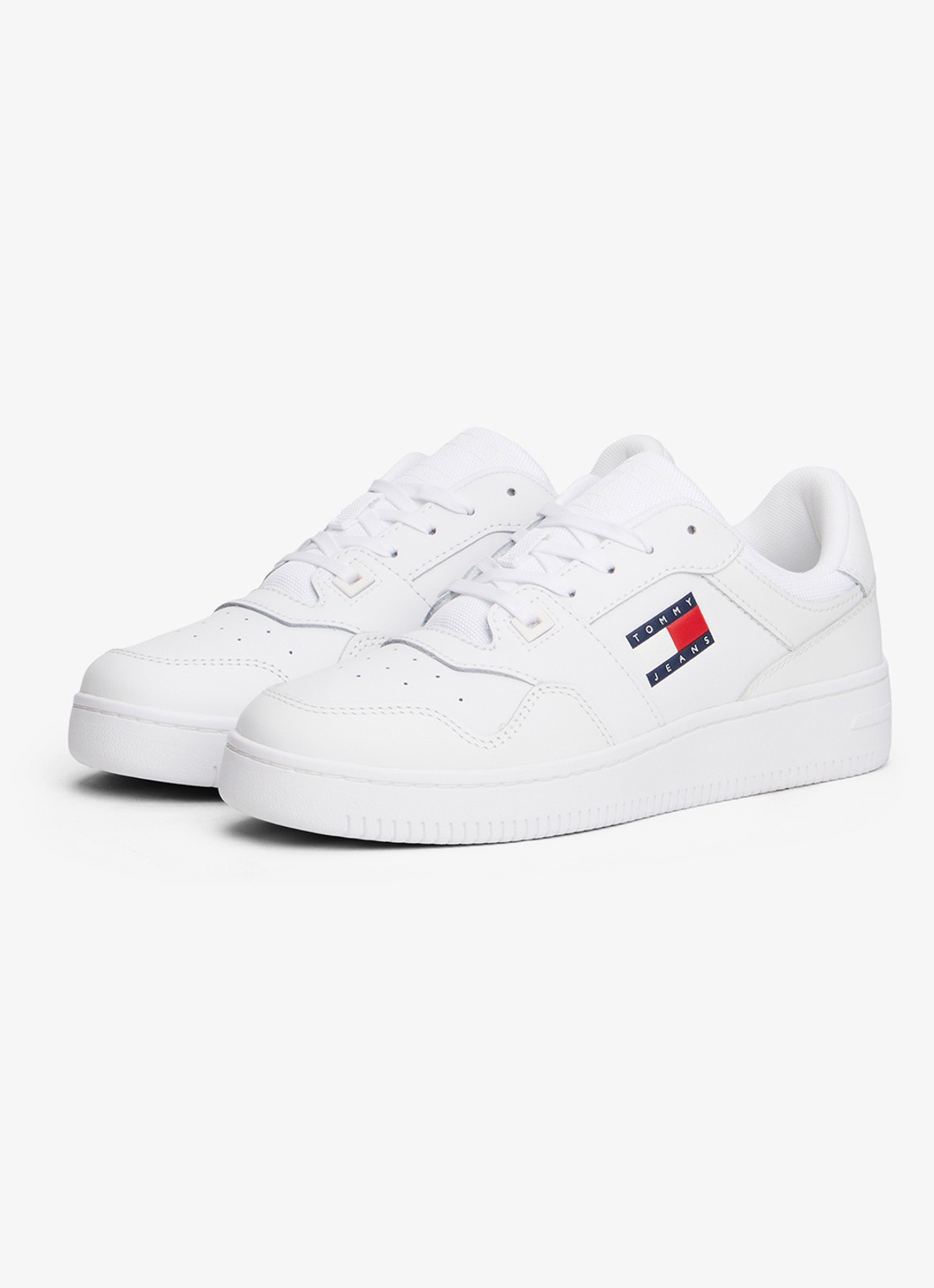 Tommy Hilfiger Sneaker van leer met logo - voorkant 6 wit
