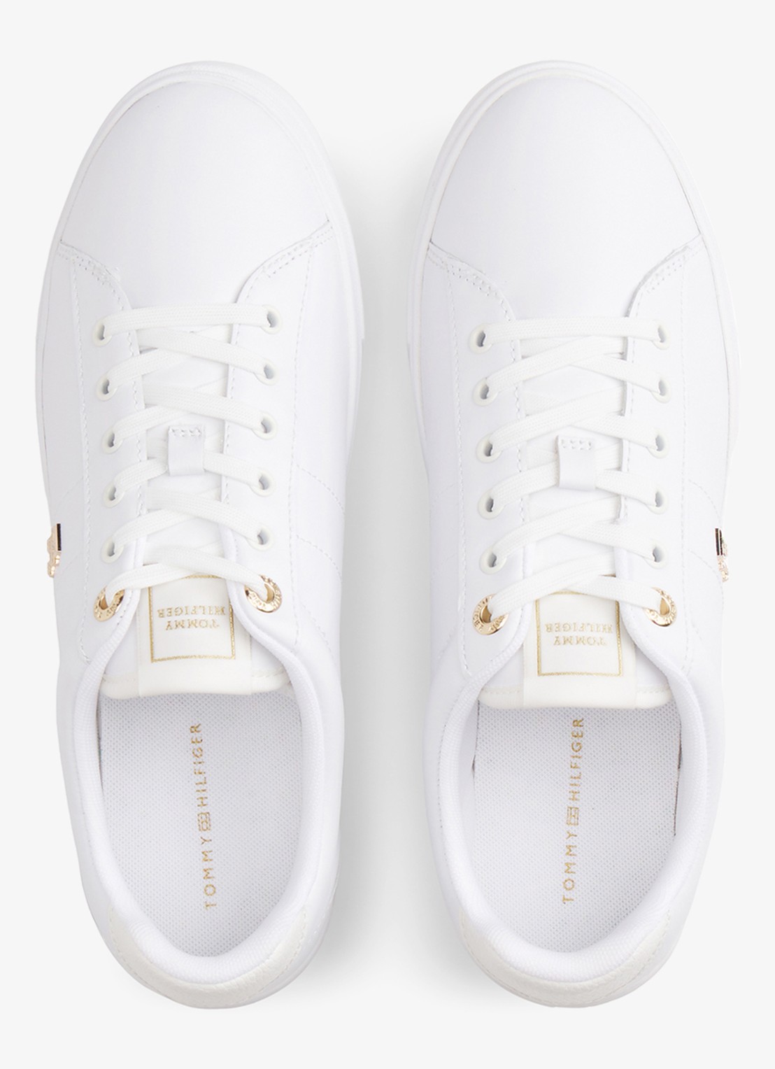 Tommy Hilfiger Sneaker van leer met logo - detail 3 wit