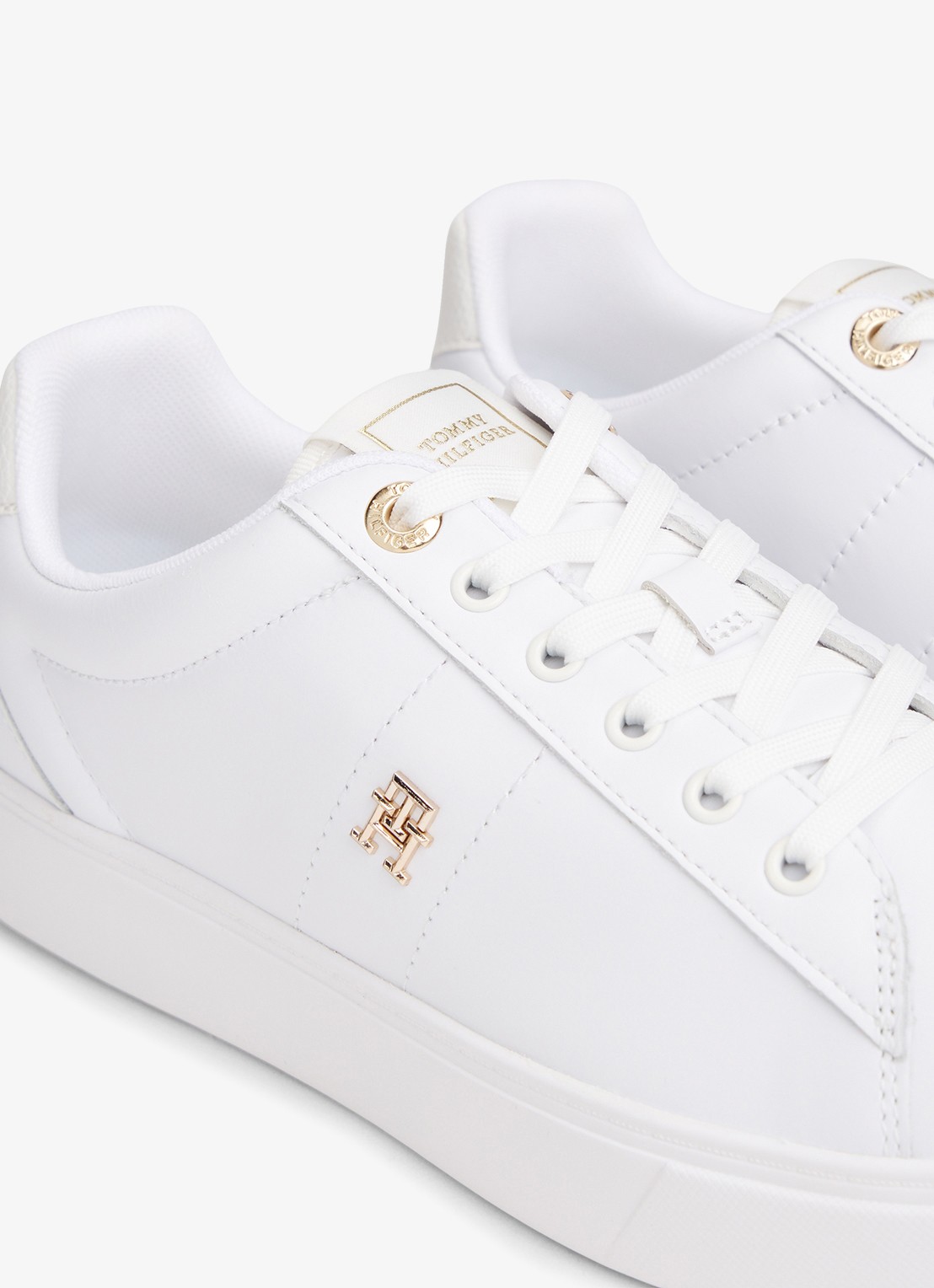 Tommy Hilfiger Sneaker van leer met logo - detail 4 wit