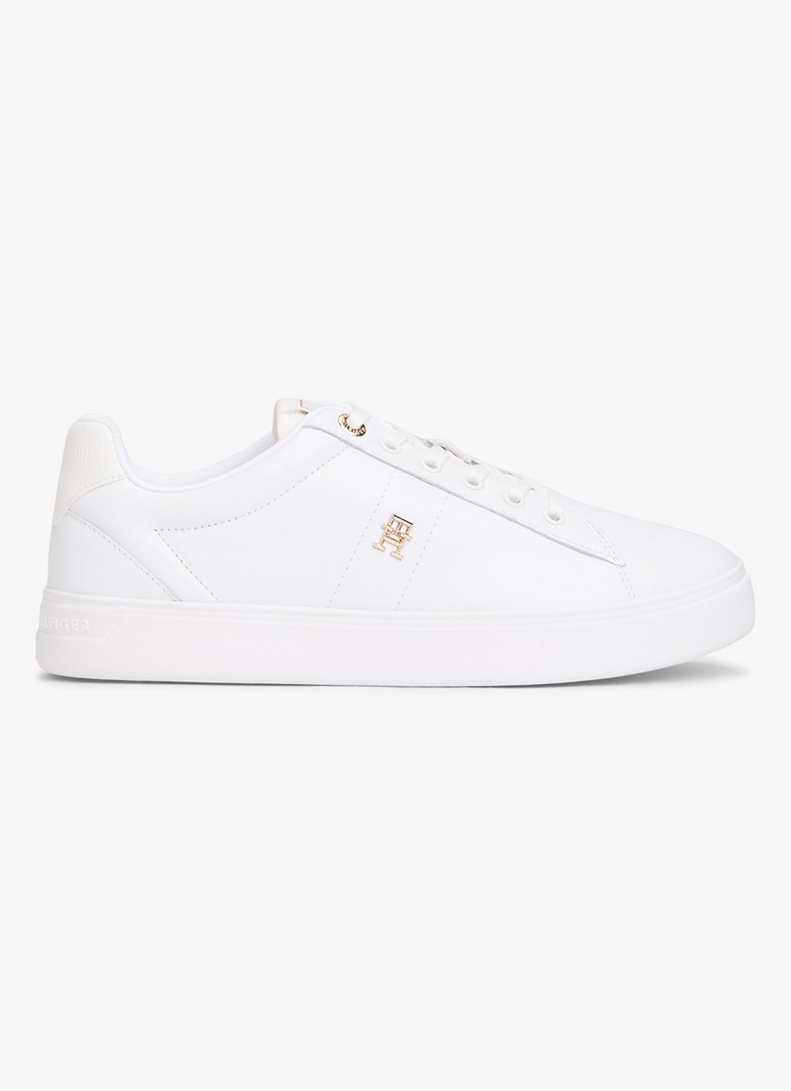 Tommy Hilfiger Sneaker van leer met logo - voorkant 6 wit
