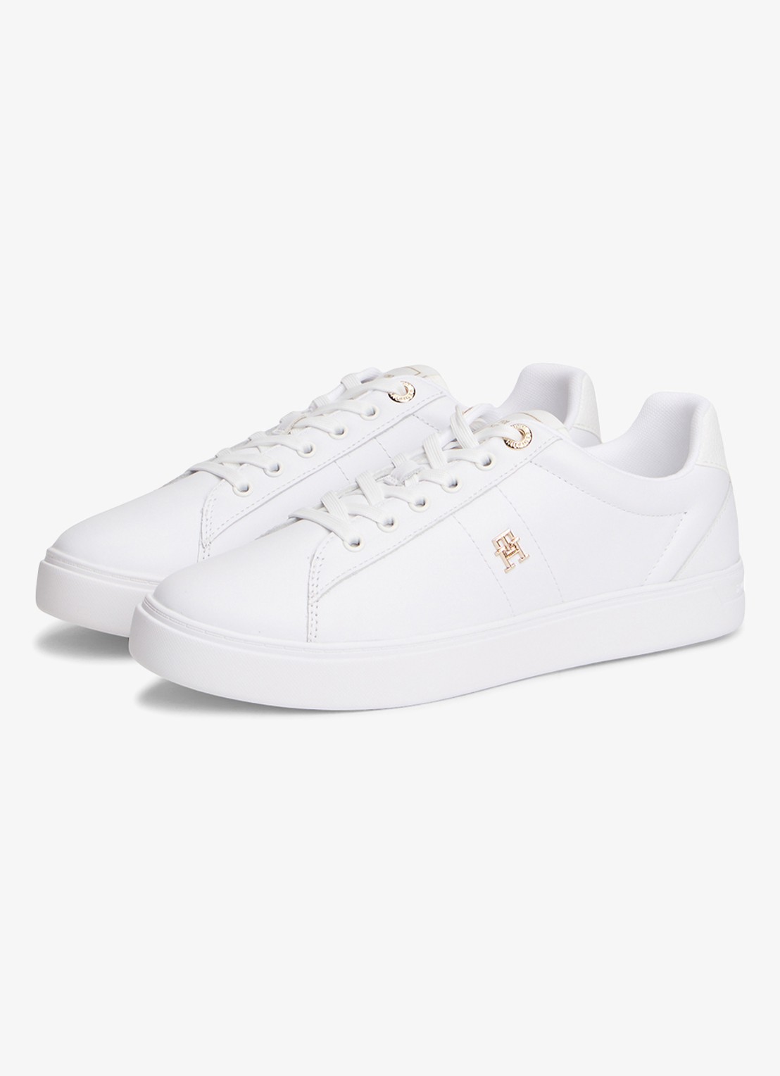 Tommy Hilfiger Sneaker van leer met logo - voorkant 7 wit