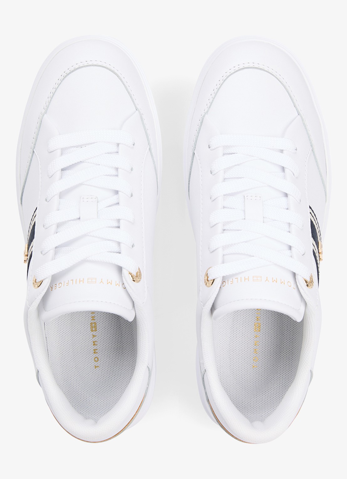 Tommy Hilfiger Sneaker van leer met logo - detail 2 wit
