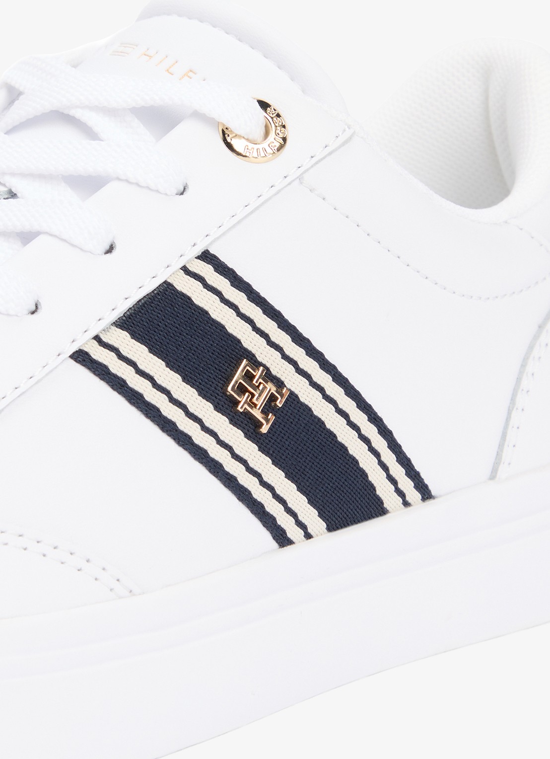 Tommy Hilfiger Sneaker van leer met logo - detail 4 wit