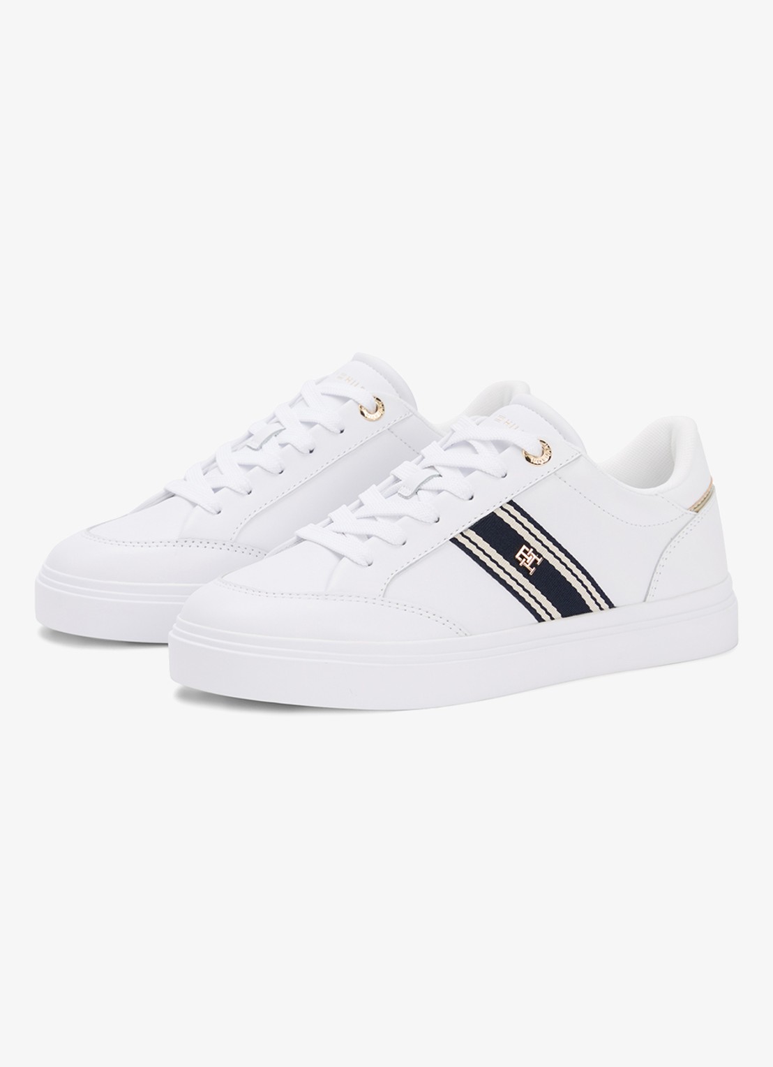 Tommy Hilfiger Sneaker van leer met logo - voorkant 6 wit