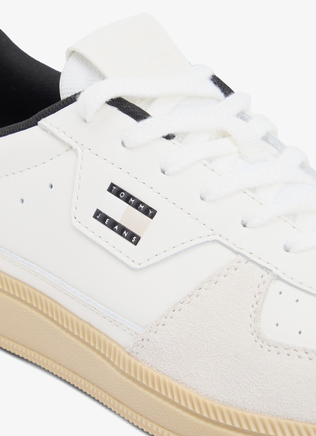 Tommy Hilfiger Sneaker van leer met logo - detail 4 gebroken wit