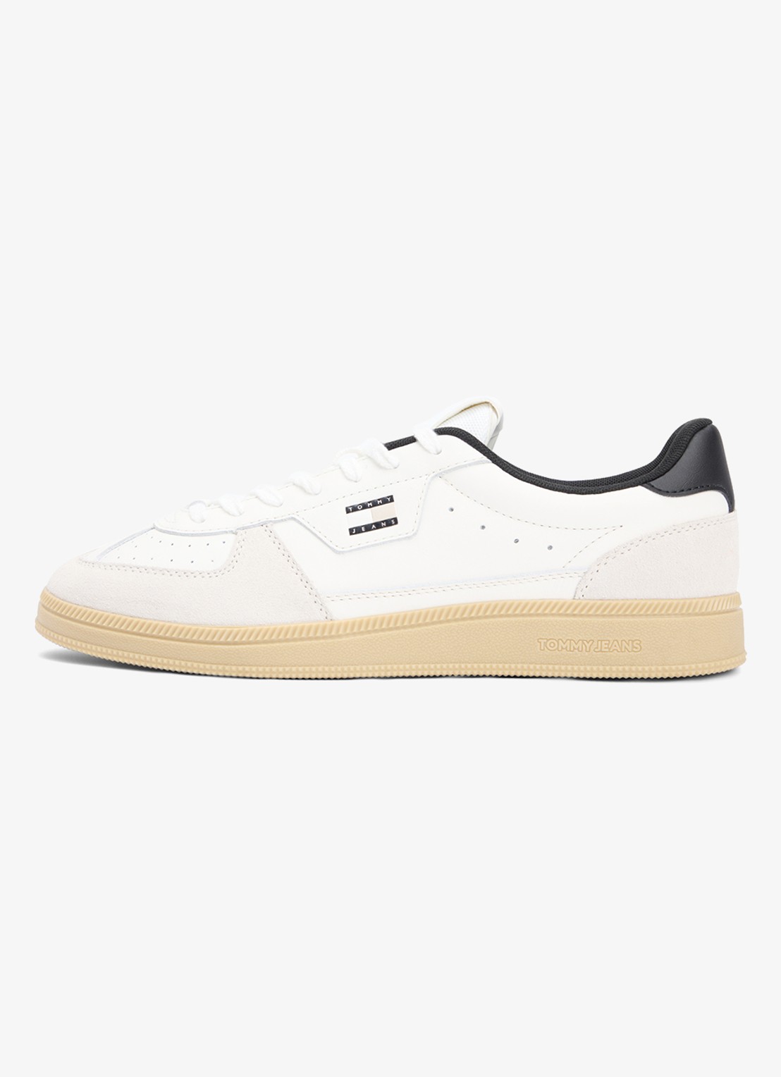 Tommy Hilfiger Sneaker van leer met logo - voorkant 5 gebroken wit
