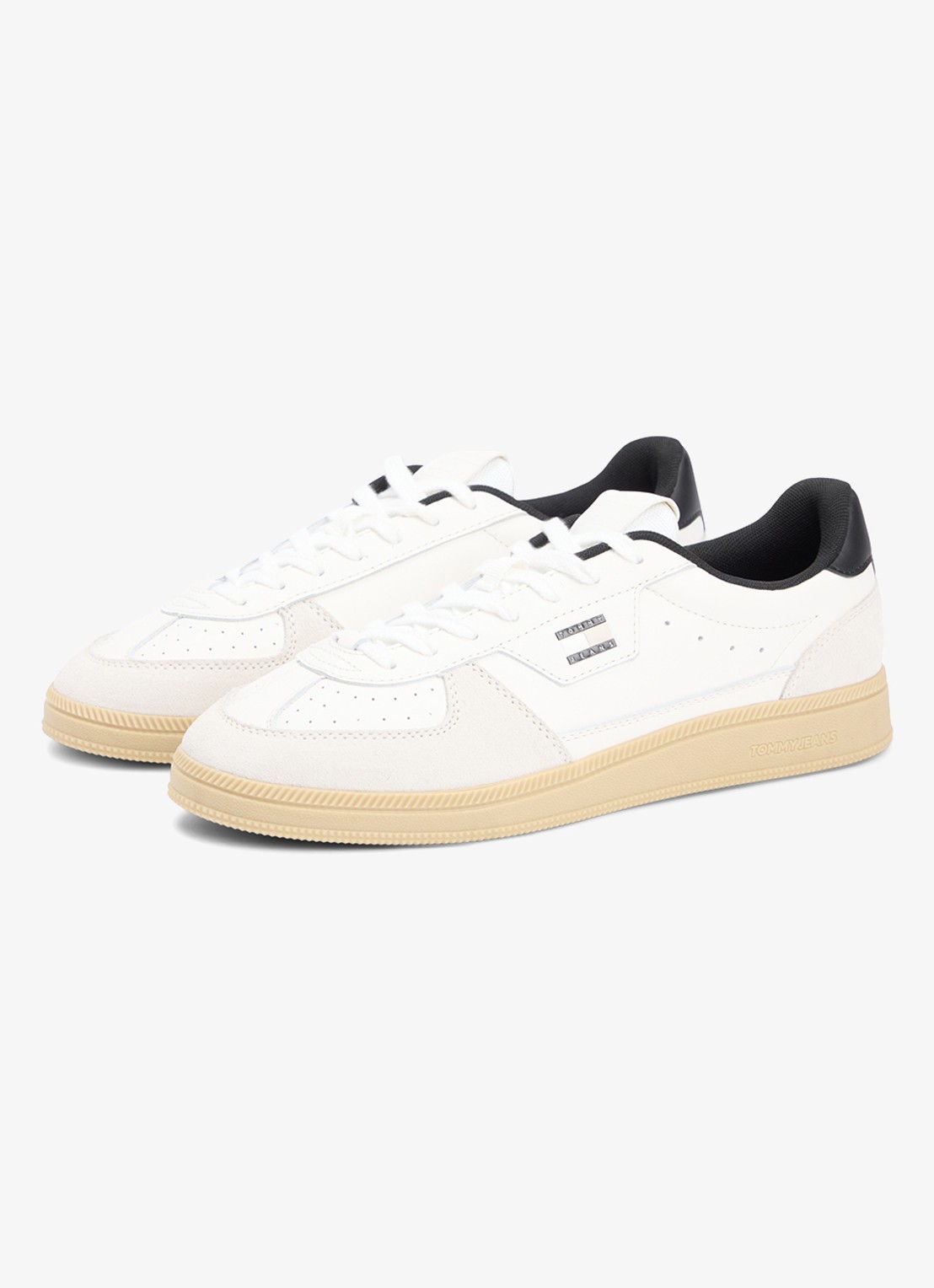 Tommy Hilfiger Sneaker van leer met logo - voorkant 6 gebroken wit