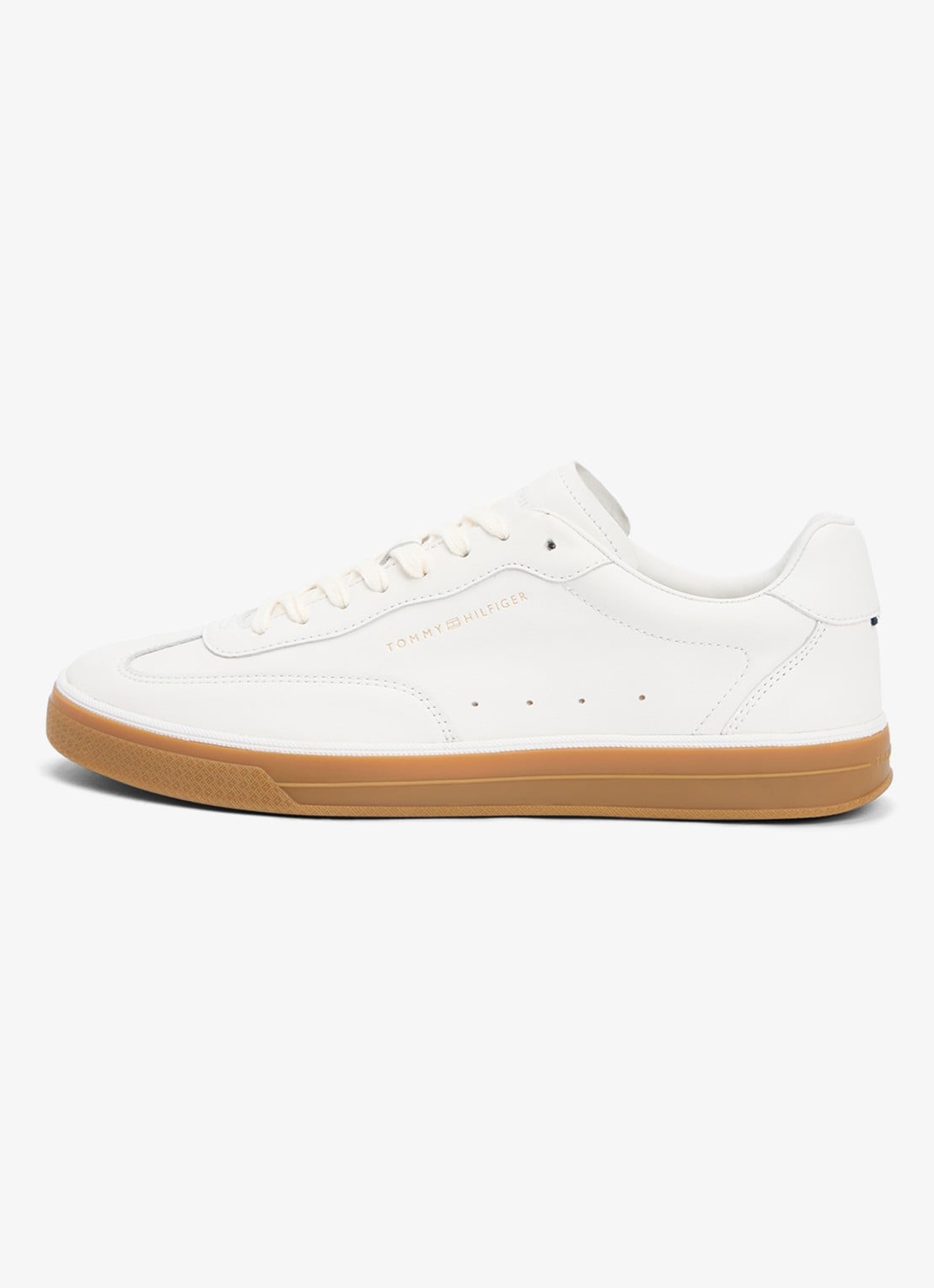 Tommy Hilfiger Sneaker van leer met logo - voorkant 5 wit