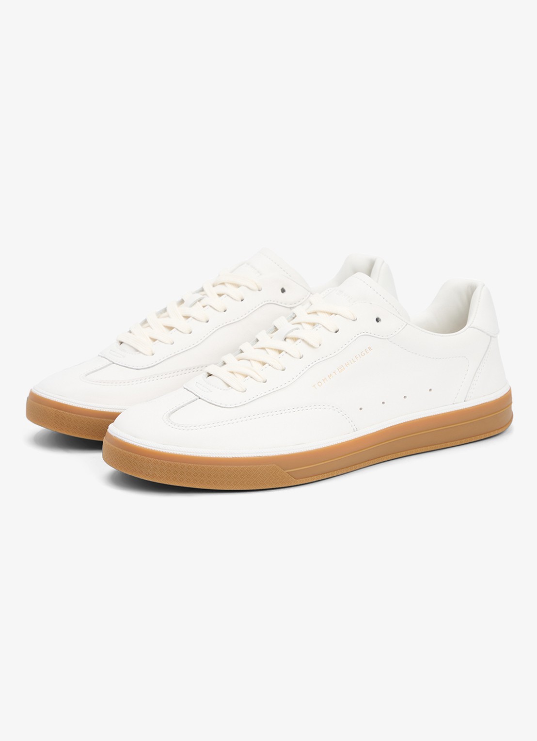 Tommy Hilfiger Sneaker van leer met logo - voorkant 6 wit