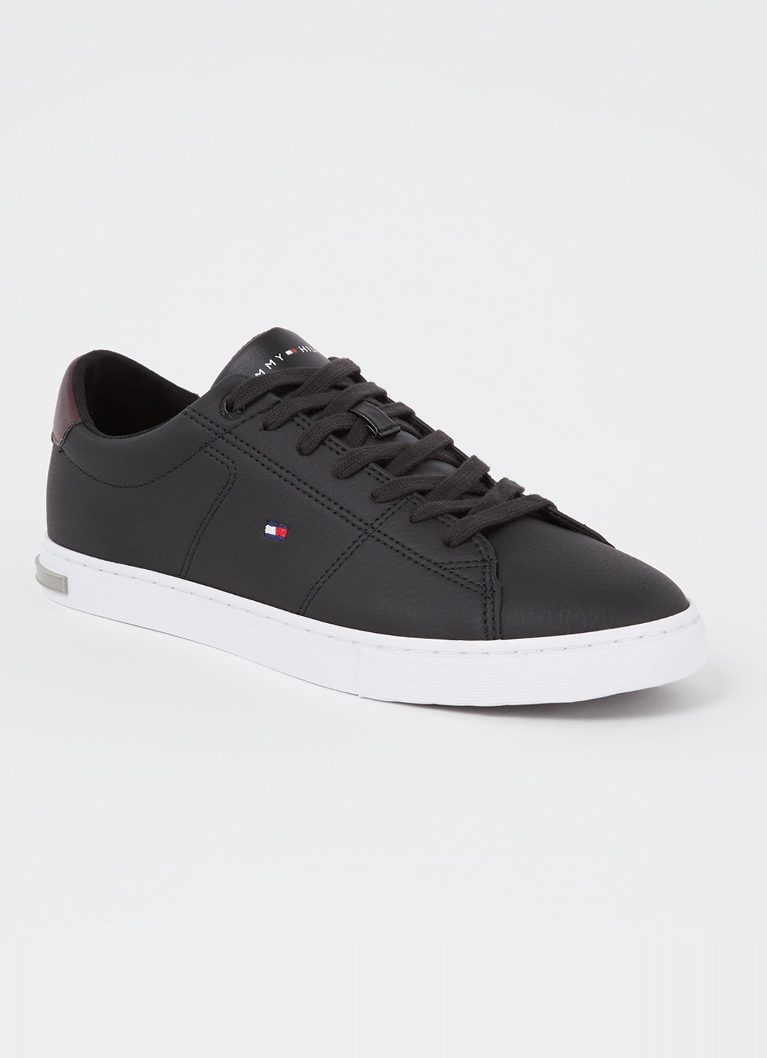 Tommy Hilfiger Sneaker van leer - voorkant zwart