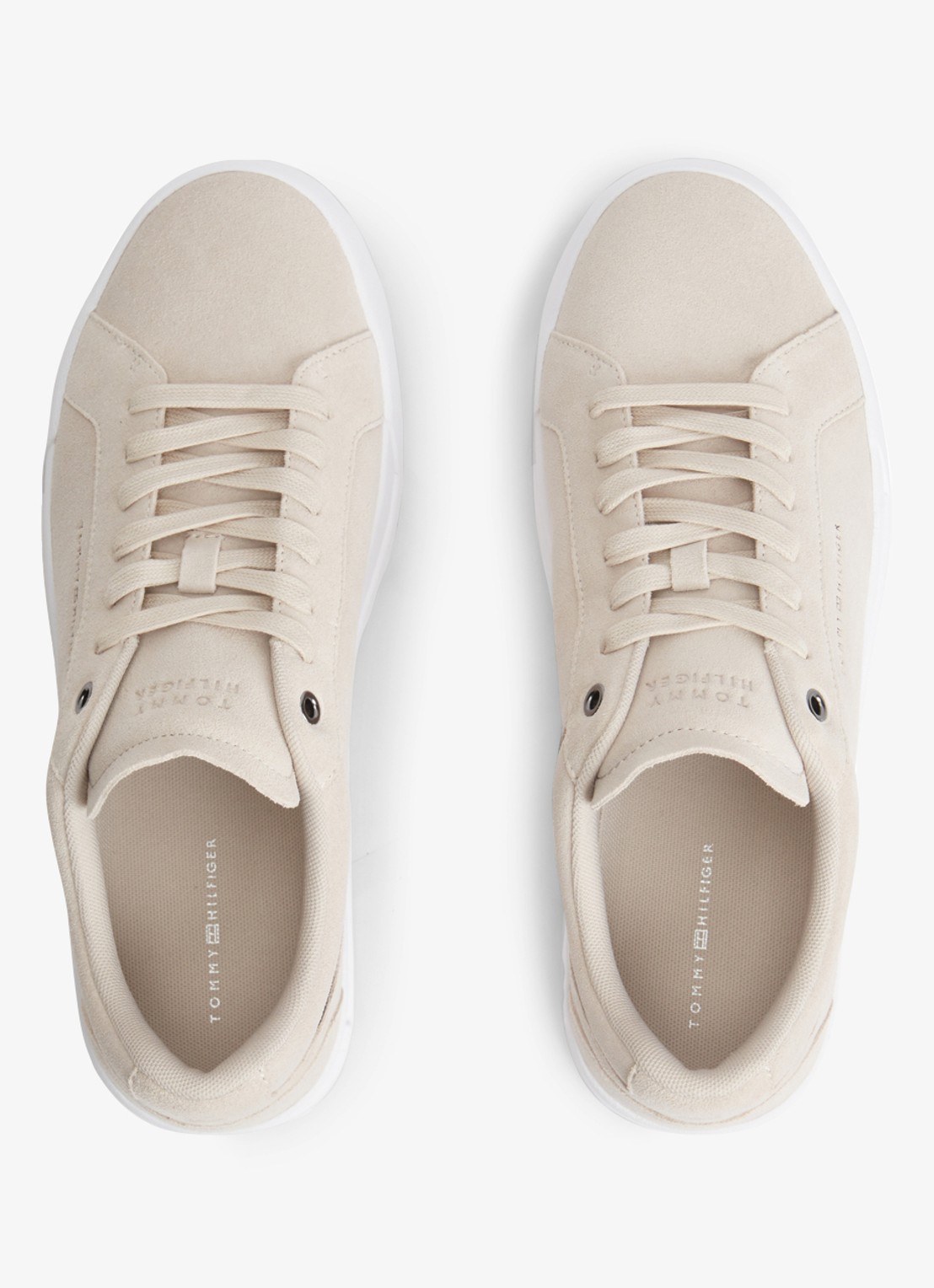 Tommy Hilfiger Sneaker van leer - voorkant 2 beige