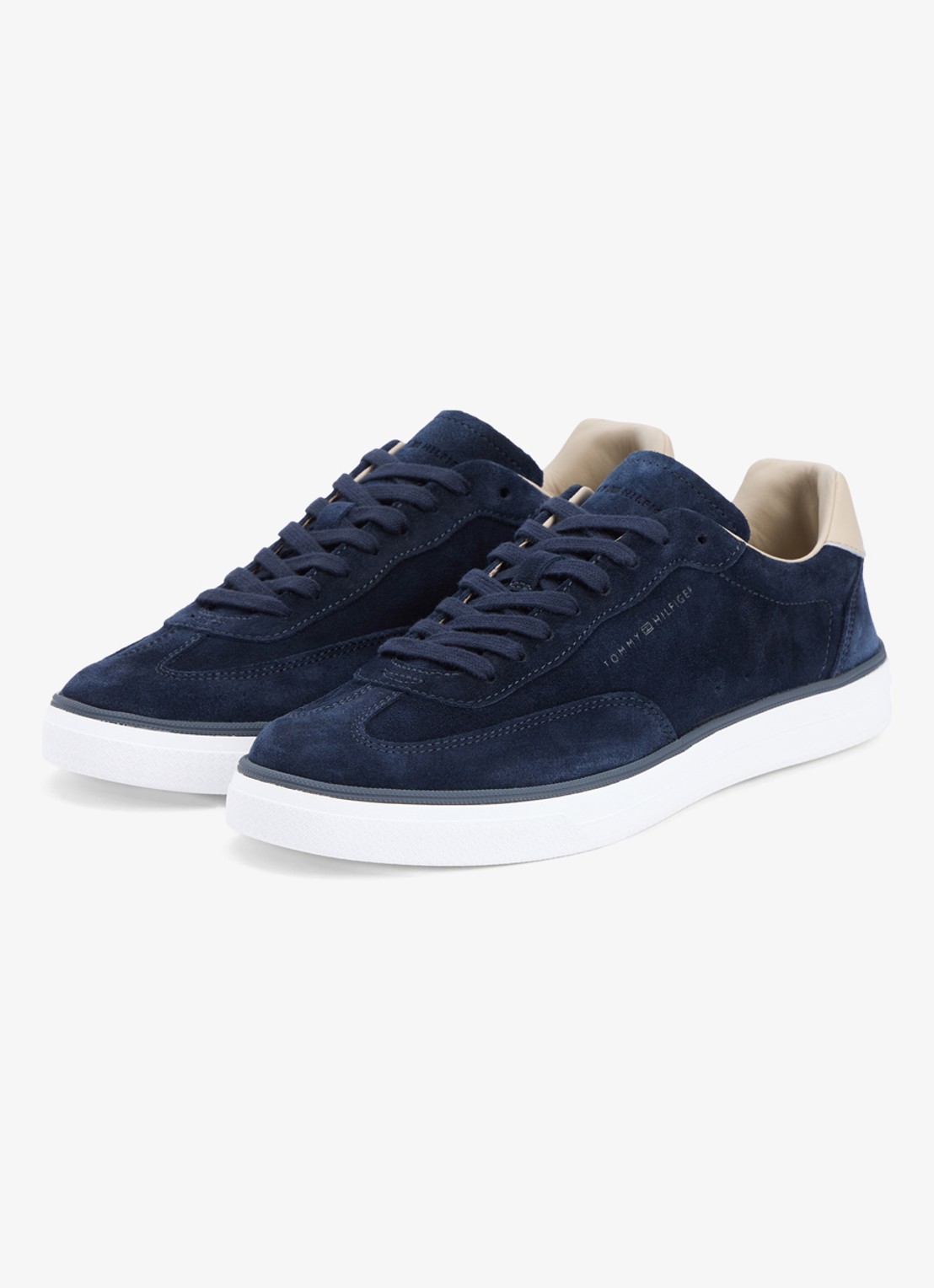Tommy Hilfiger Sneaker van suède met logo - detail 2 donkerblauw