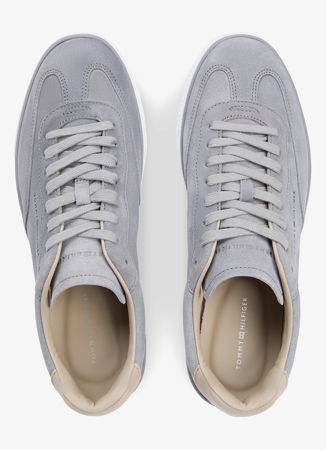 Tommy Hilfiger Sneaker van suède met logo - detail 2 licht grijs