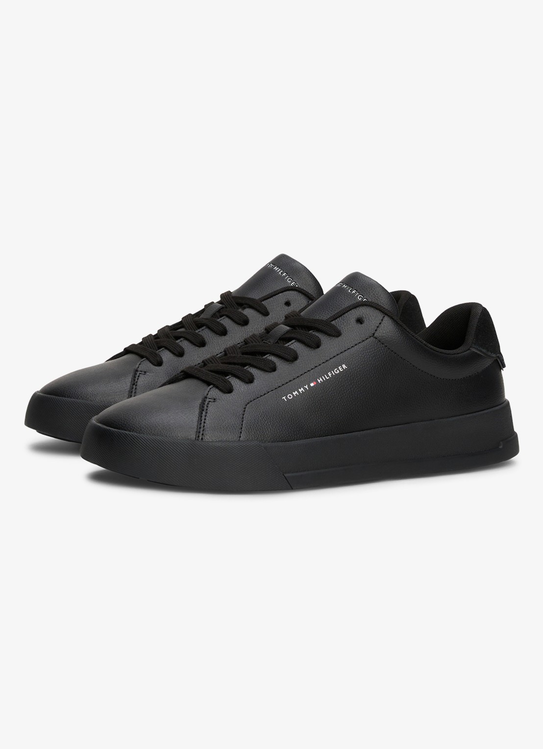 Tommy Hilfiger Sneakers van leer - voorkant 3 diepzwart