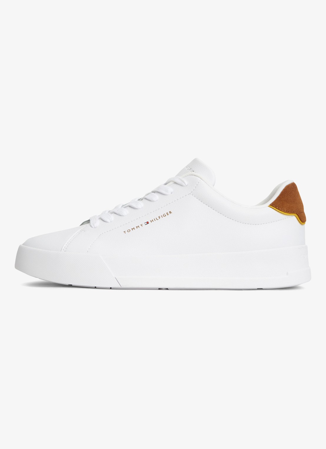 Tommy Hilfiger Sneakers van leer - voorkant 6 white/coconut groove-02r / wit