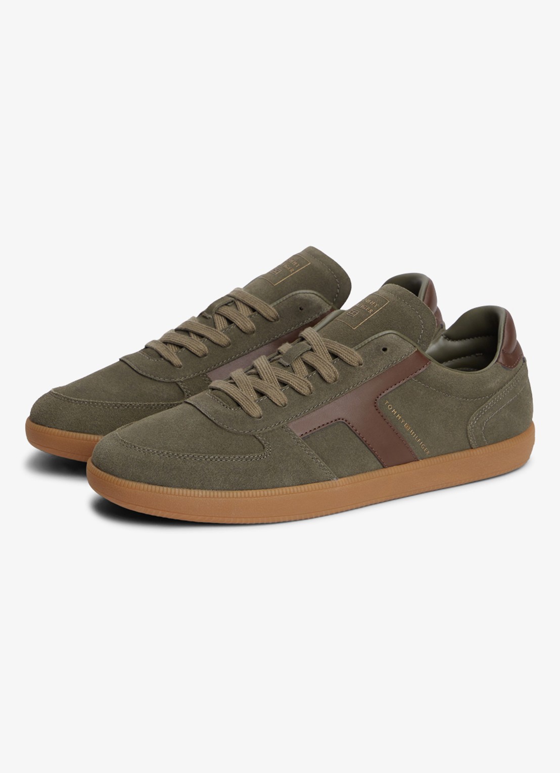 Tommy Hilfiger Sneakers van suède - detail 3 olijfgroen