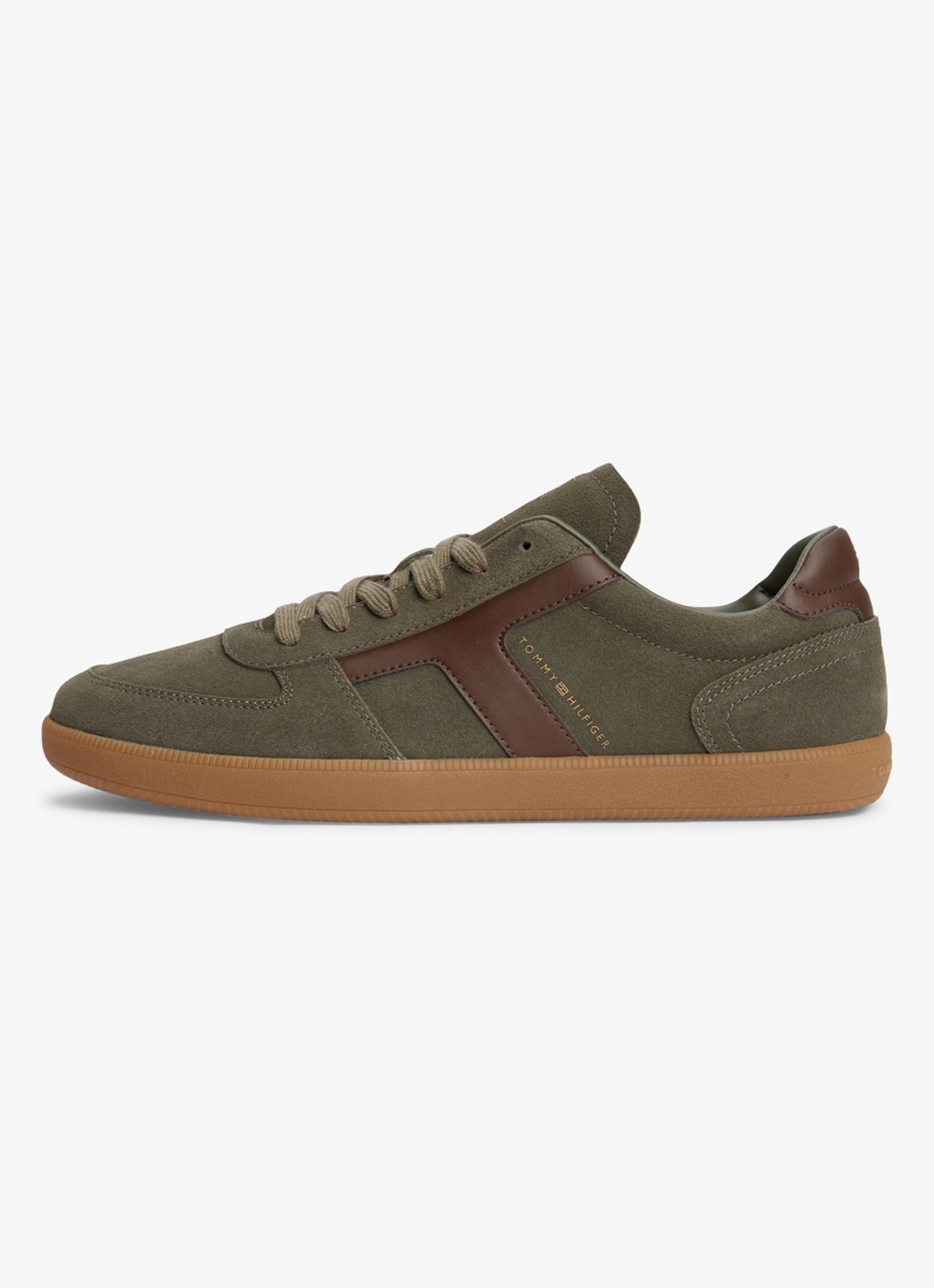 Tommy Hilfiger Sneakers van suède - detail 5 olijfgroen