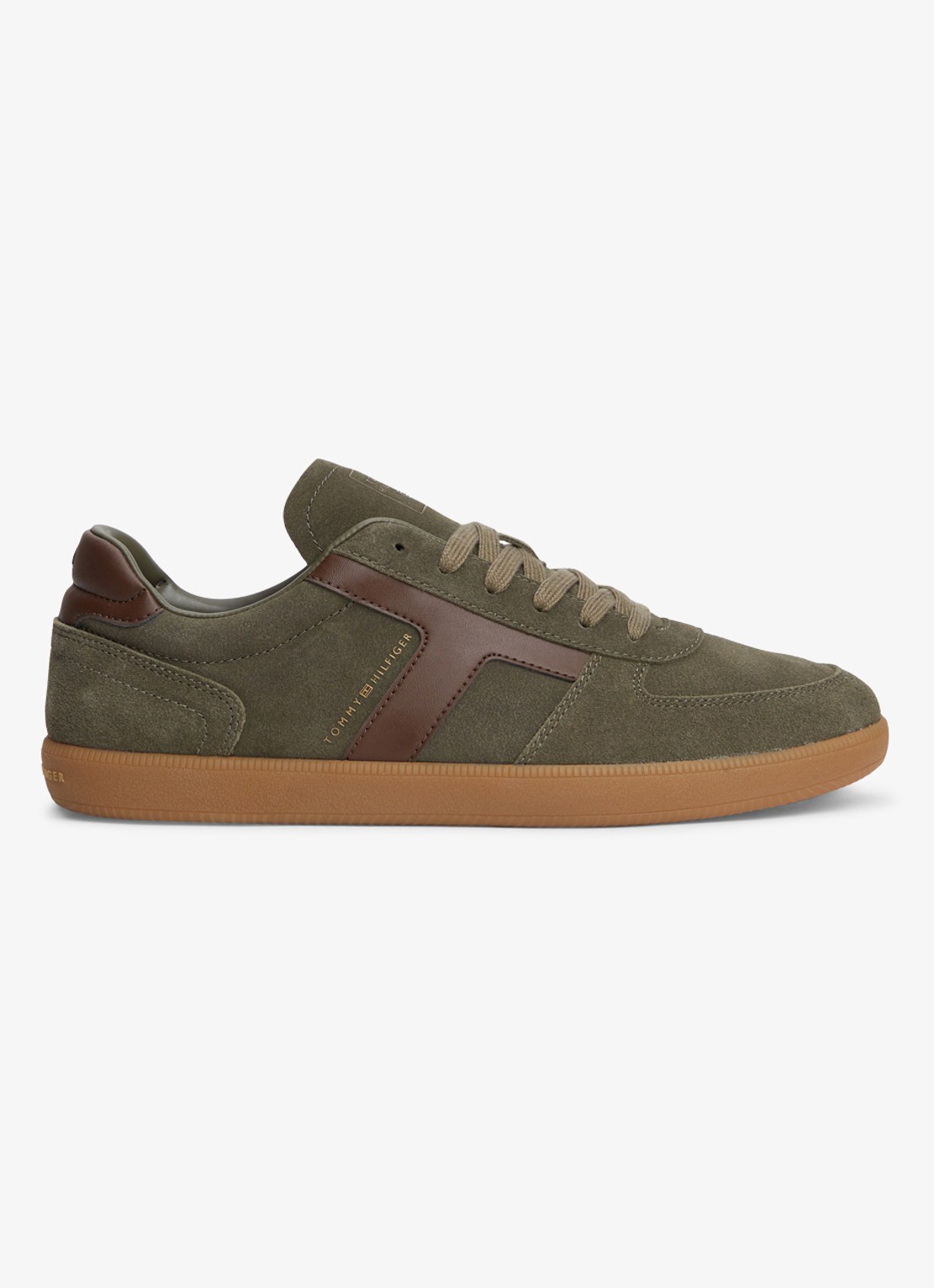 Tommy Hilfiger Sneakers van suède - voorkant olijfgroen