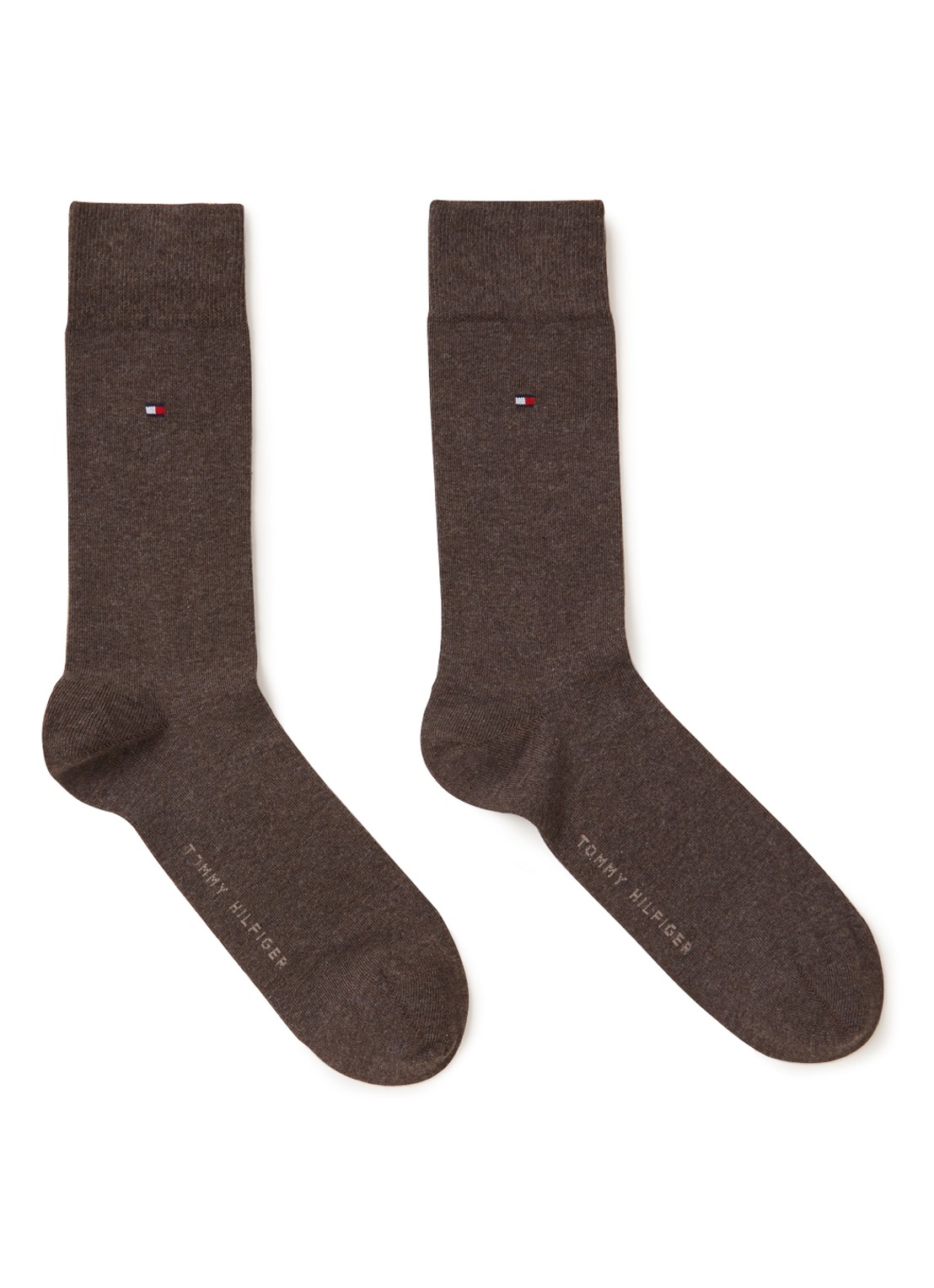 Tommy Hilfiger Sokken in uni in 2-pack - voorkant 3 donkerbruin