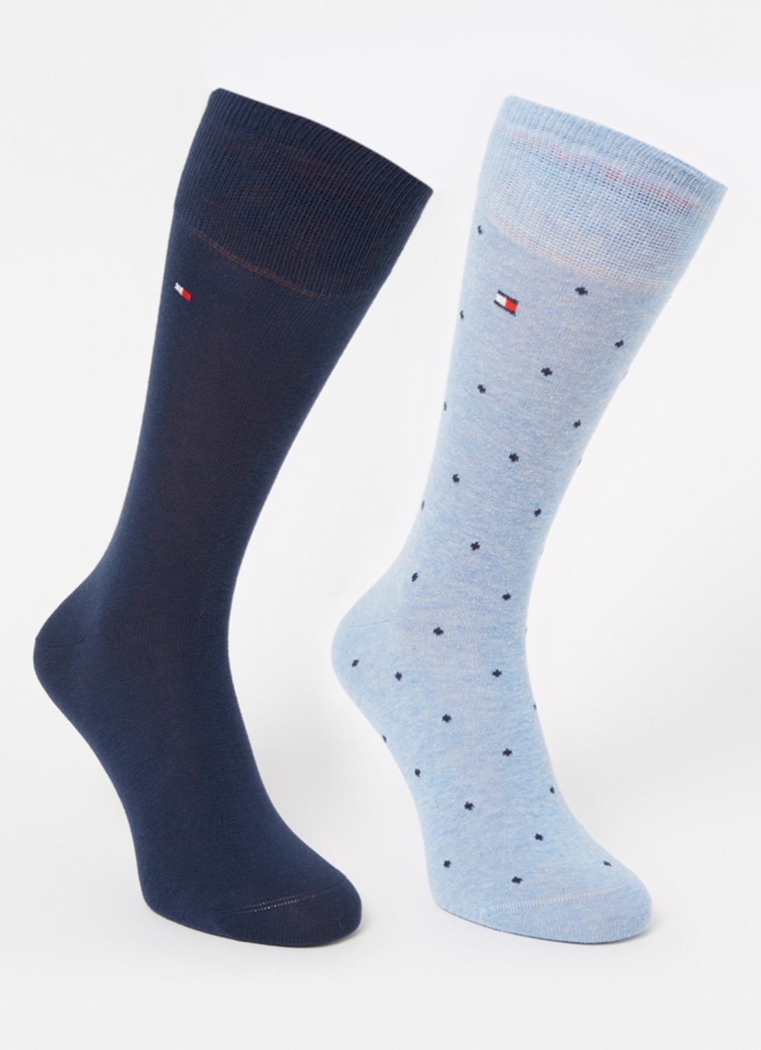 Tommy Hilfiger Sokken met logo in 2-pack - voorkant lichtblauw