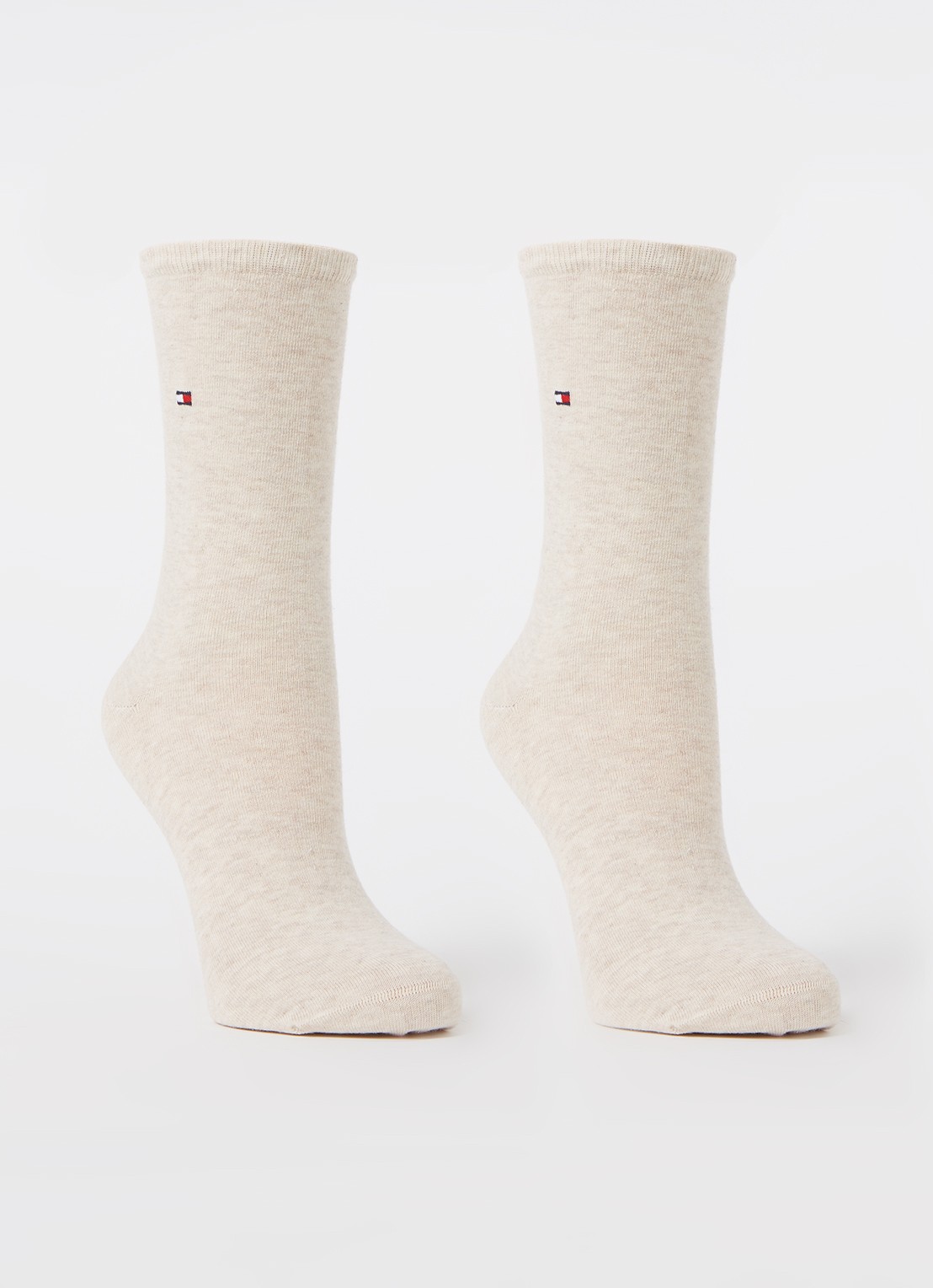 Tommy Hilfiger Sokken met logo in 2-pack - voorkant 2 beige