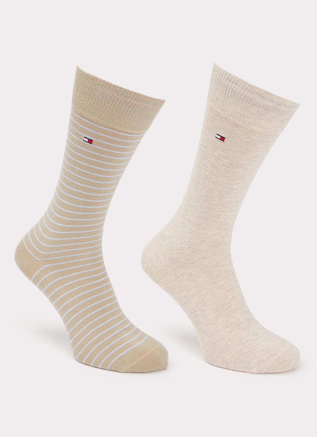 Tommy Hilfiger Sokken met print in 2-pack - voorkant 2 beige