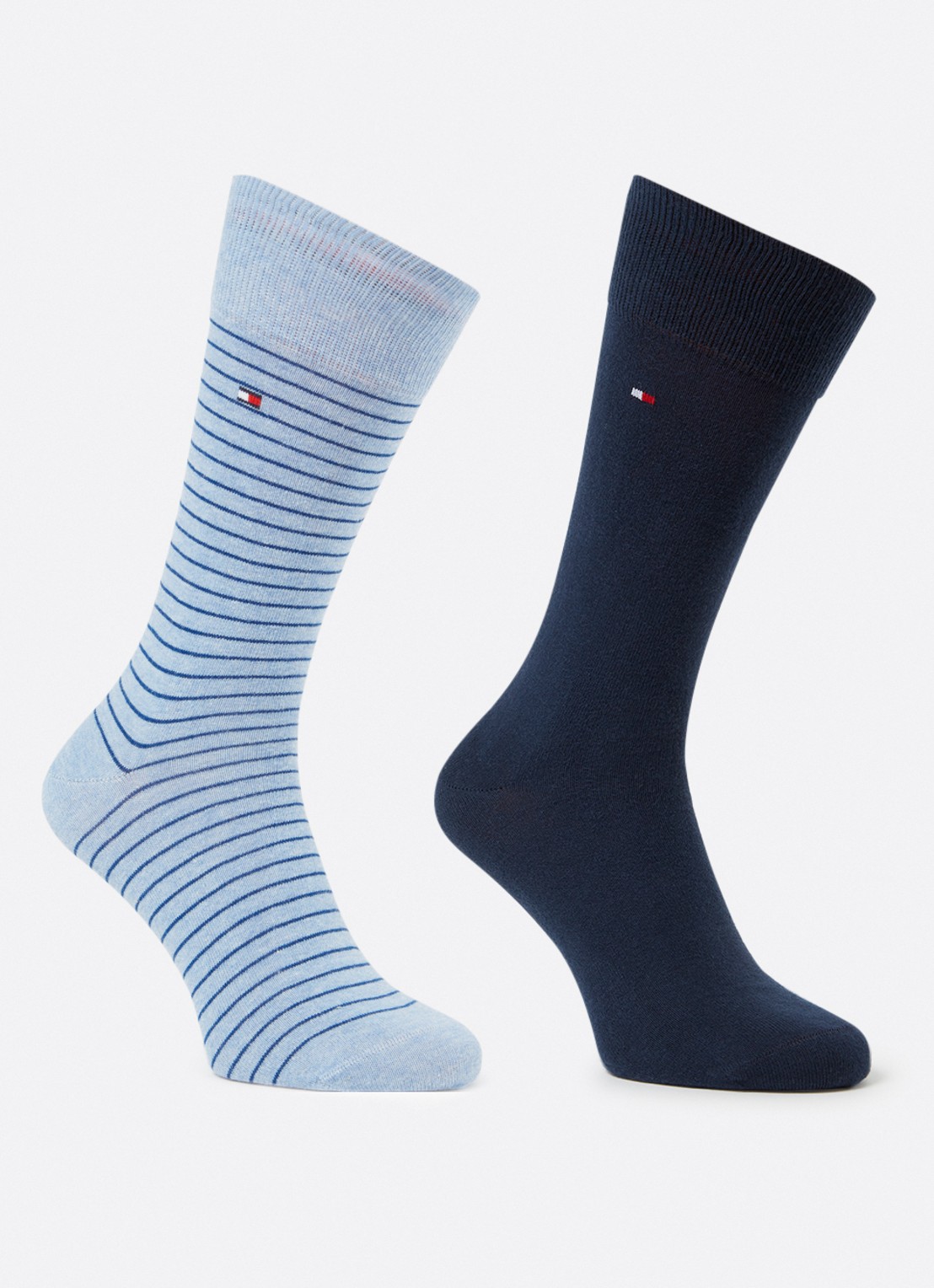 Tommy Hilfiger Sokken met streepprint in 2-pack - voorkant 2 lichtblauw