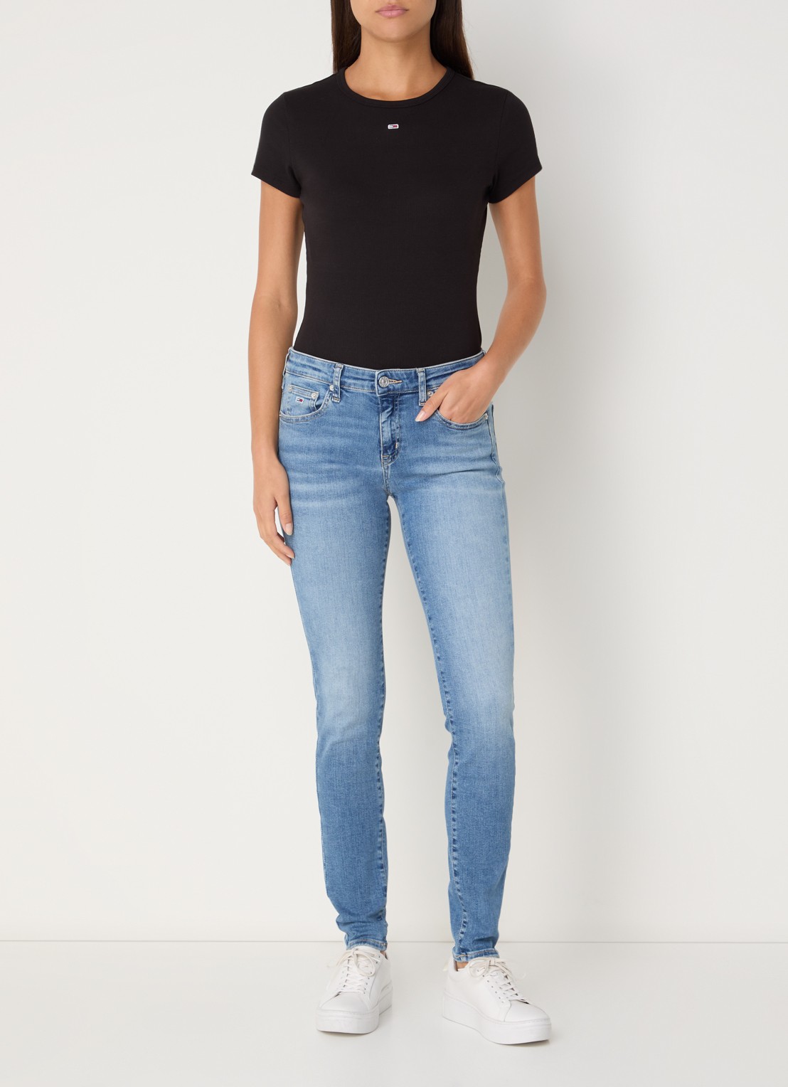 Tommy Hilfiger Sophie low waist skinny jeans met steekzakken - voorkant 5 indigo