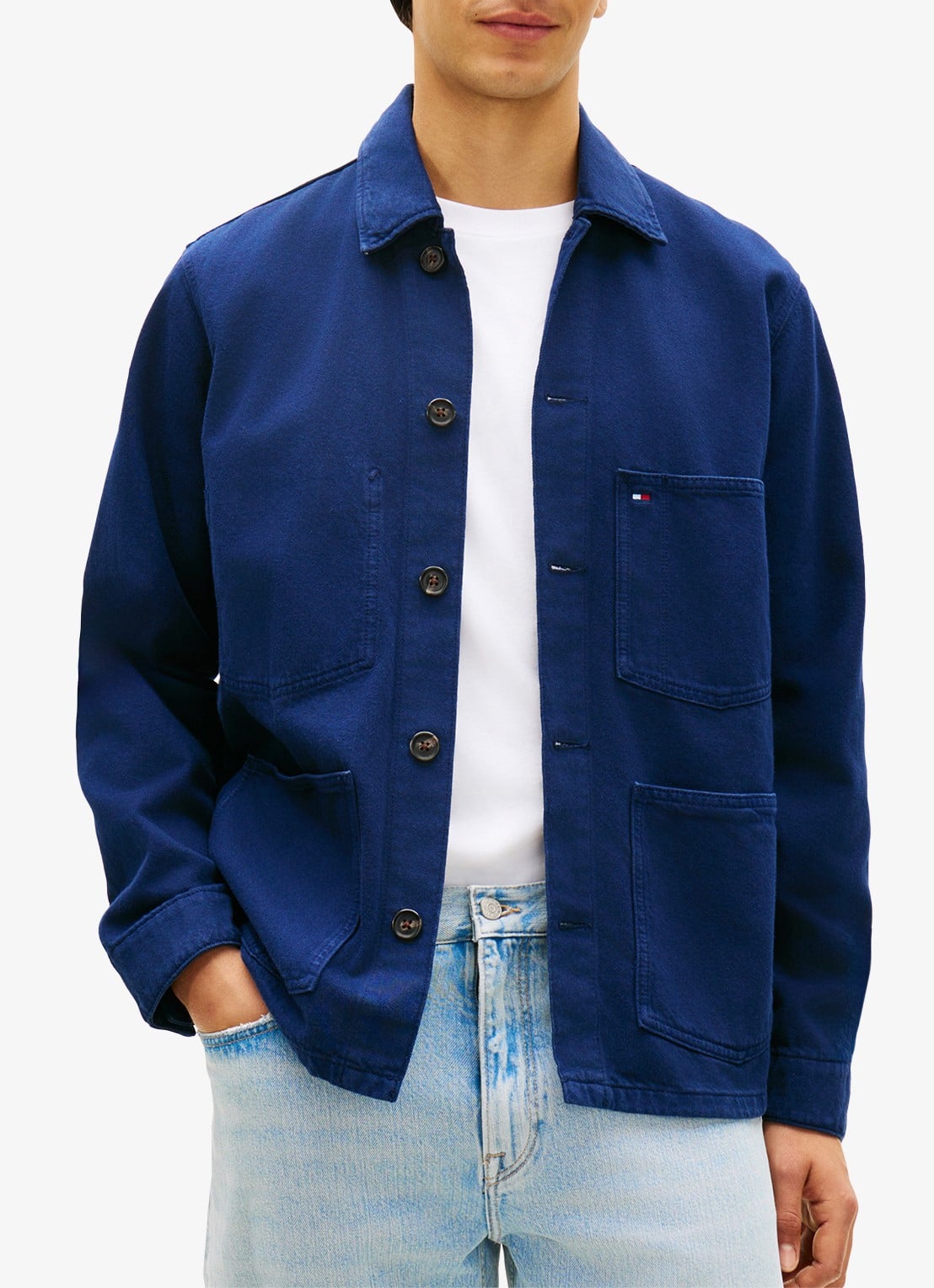 Tommy Hilfiger Spijkerjas met borstzak - detail 3 donkerblauw