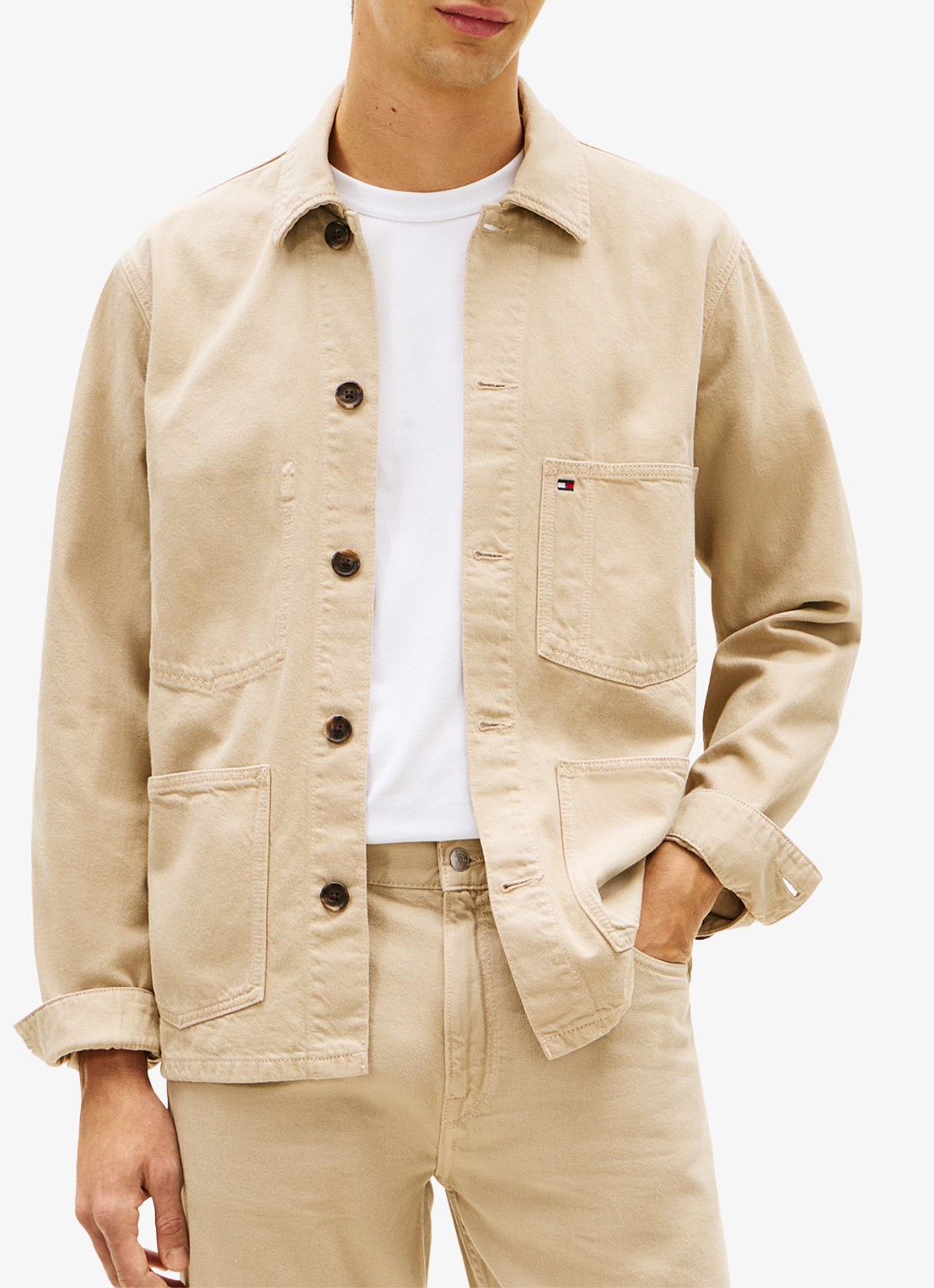 Tommy Hilfiger Spijkerjas met borstzak - detail camel
