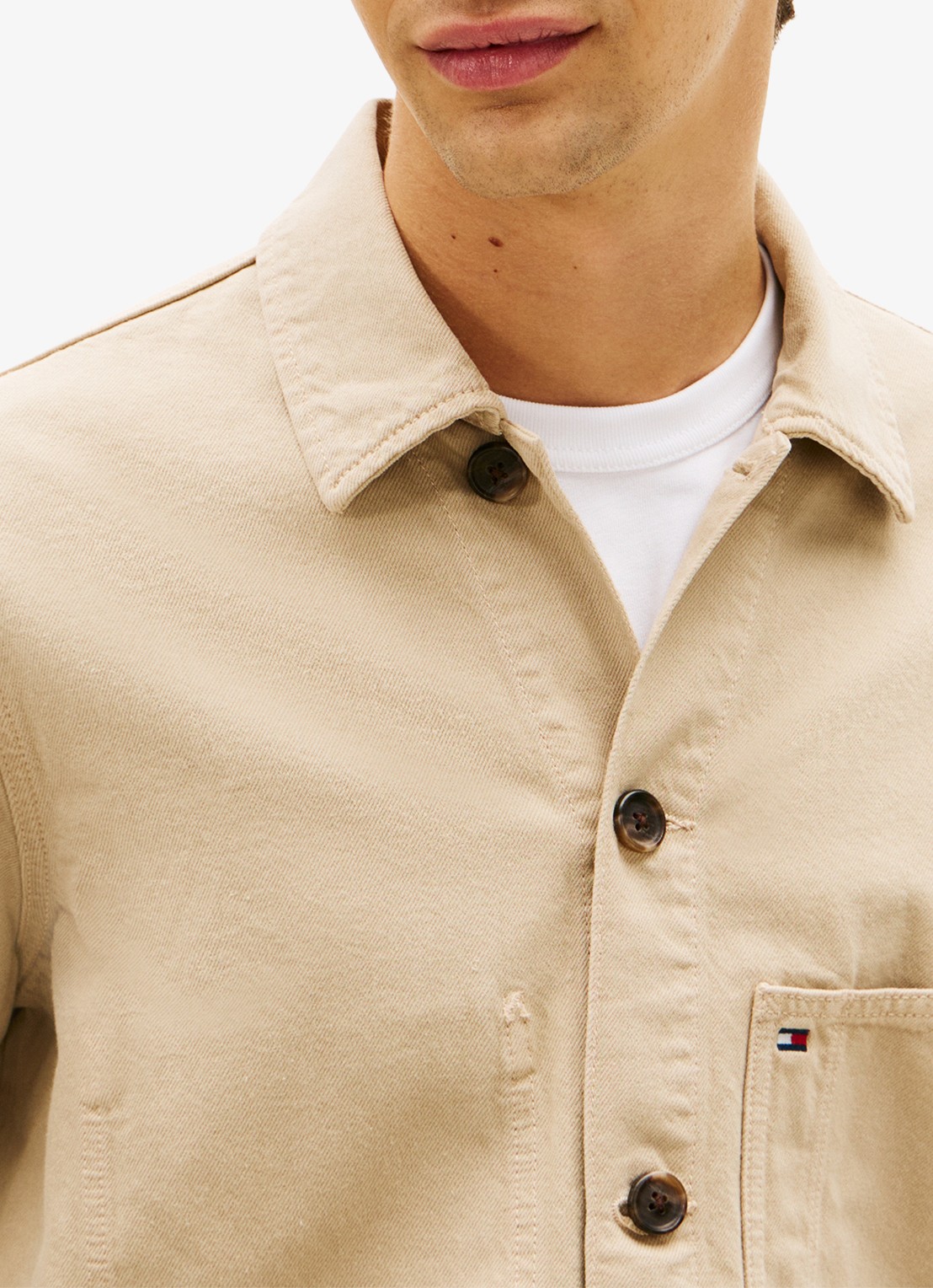 Tommy Hilfiger Spijkerjas met borstzak - detail 2 camel