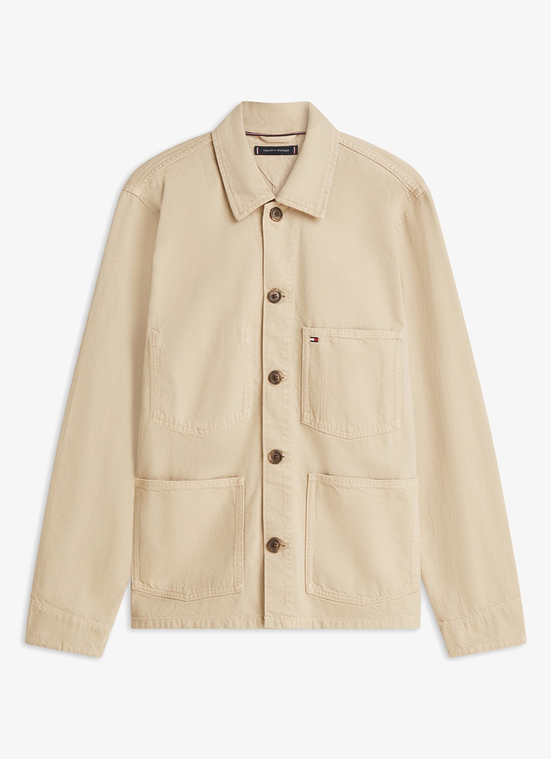Tommy Hilfiger Spijkerjas met borstzak - voorkant 4 camel