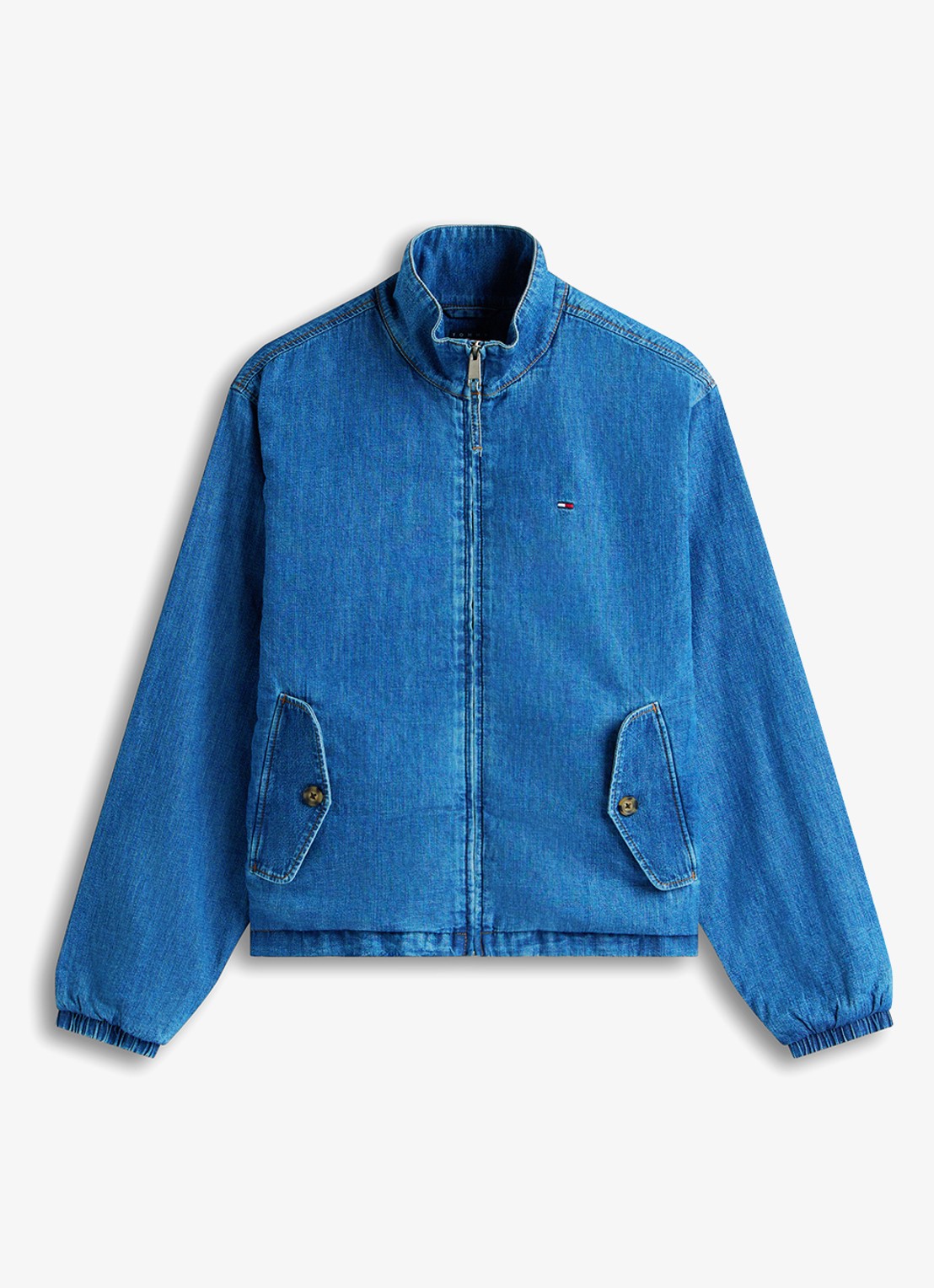 Tommy Hilfiger Spijkerjas met logoborduring - voorkant 4 donkerblauw
