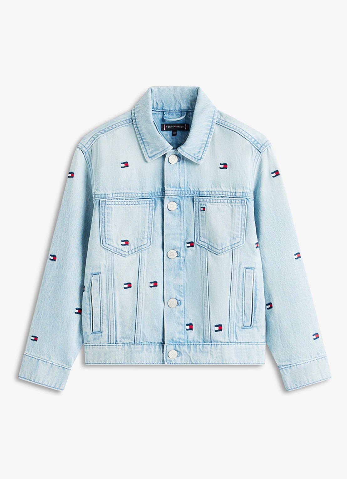 Tommy Hilfiger Spijkerjas met logoborduring - voorkant indigo
