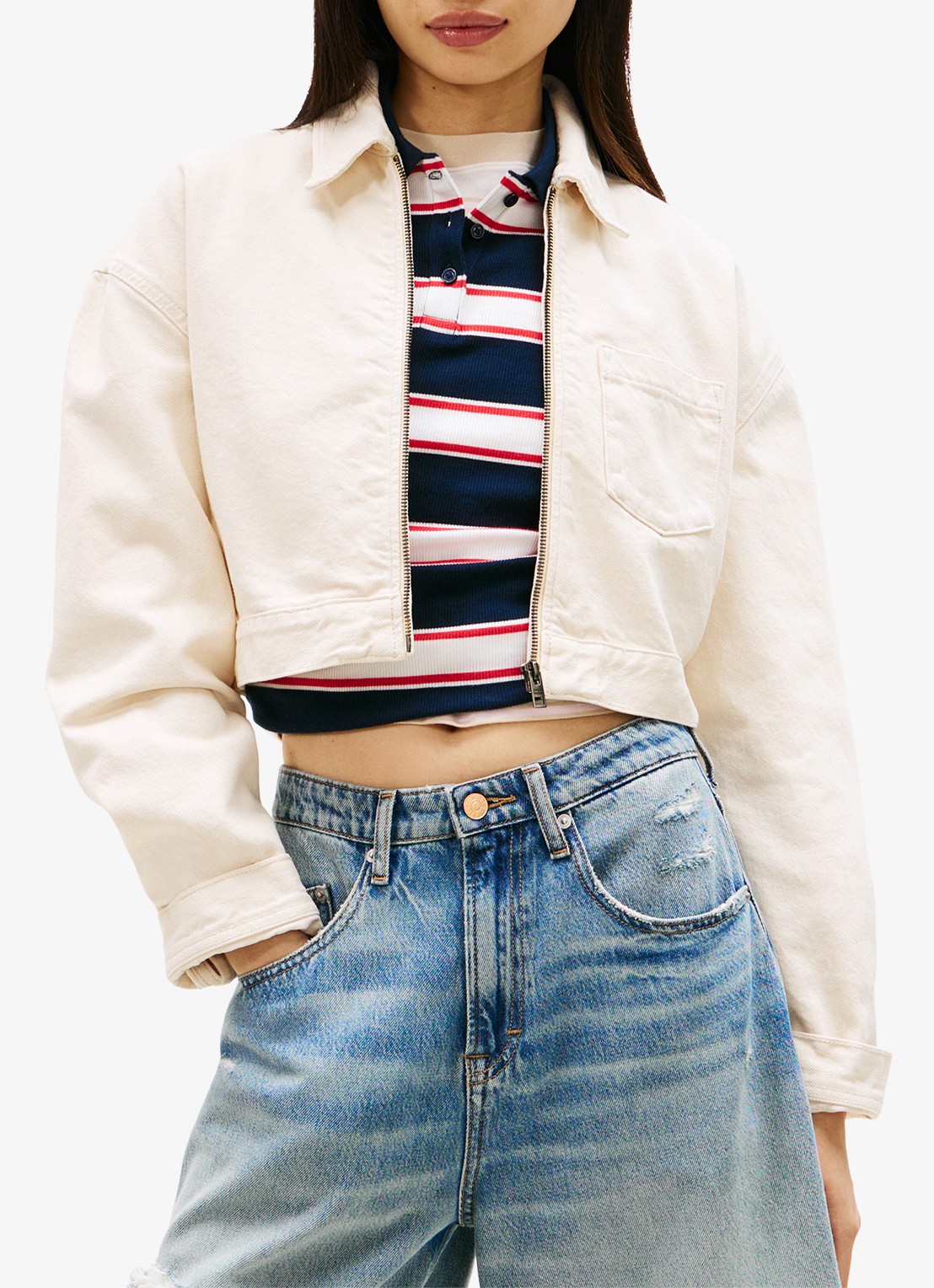 Tommy Hilfiger Spijkerjas van katoen - detail wit