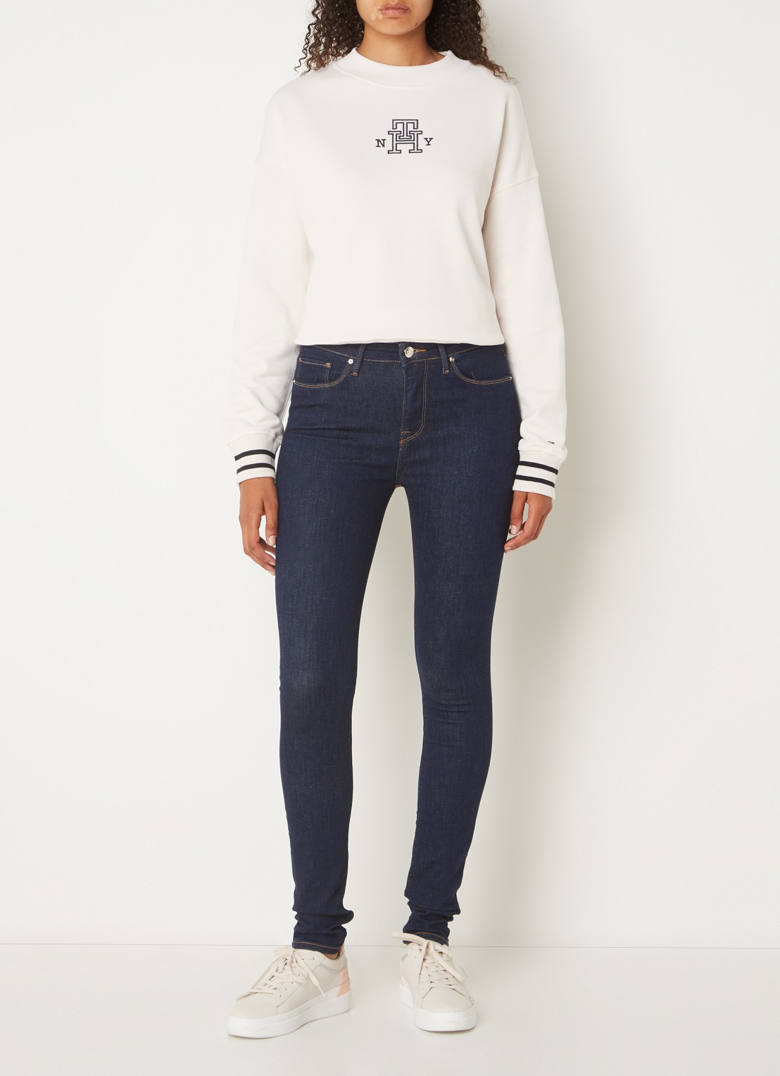 Tommy Hilfiger Steffie mid waist skinny jeans met donkere wassing - voorkant 5 indigo