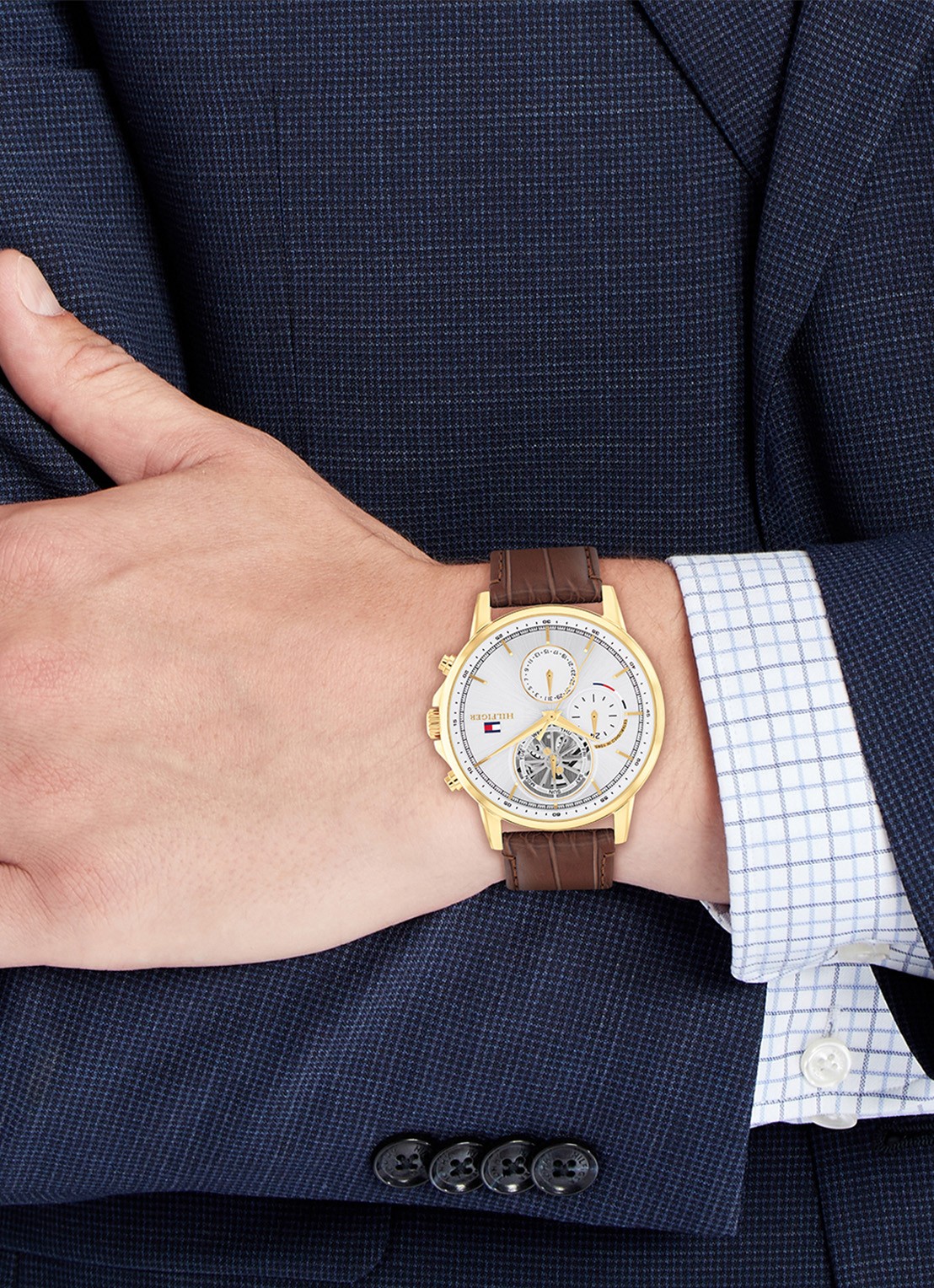 Tommy Hilfiger Stewart horloge TH1710631 - voorkant 4 bruin