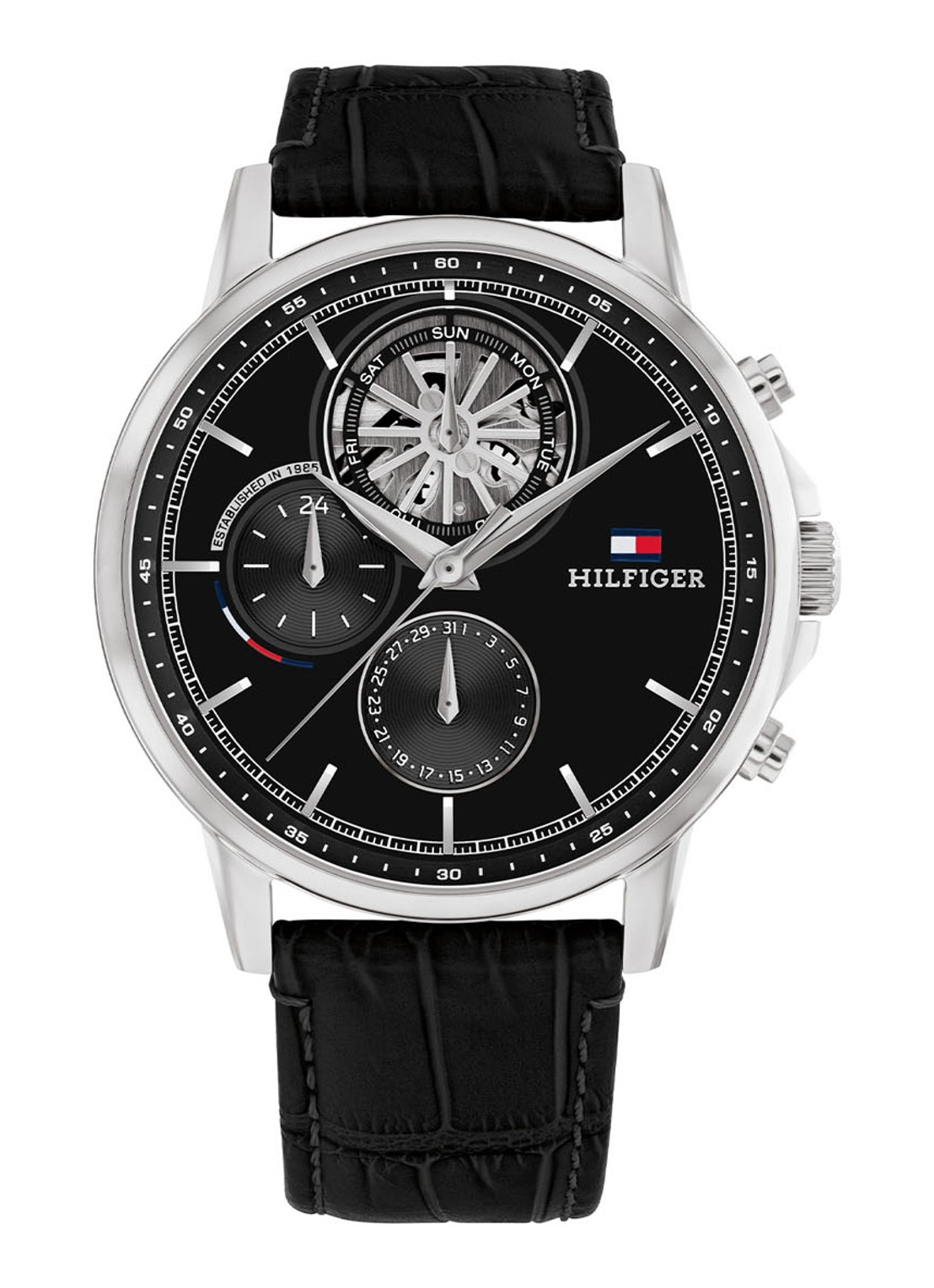 Tommy Hilfiger Stewart horloge TH17910605  - voorkant 3 zwart