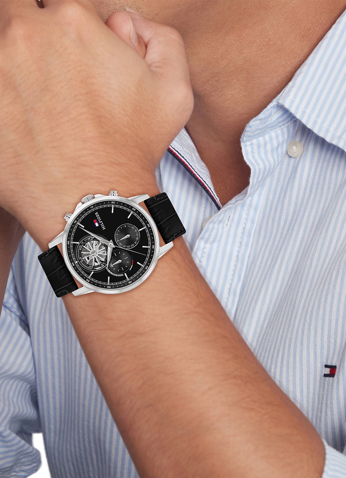 Tommy Hilfiger Stewart horloge TH17910605  - voorkant 4 zwart