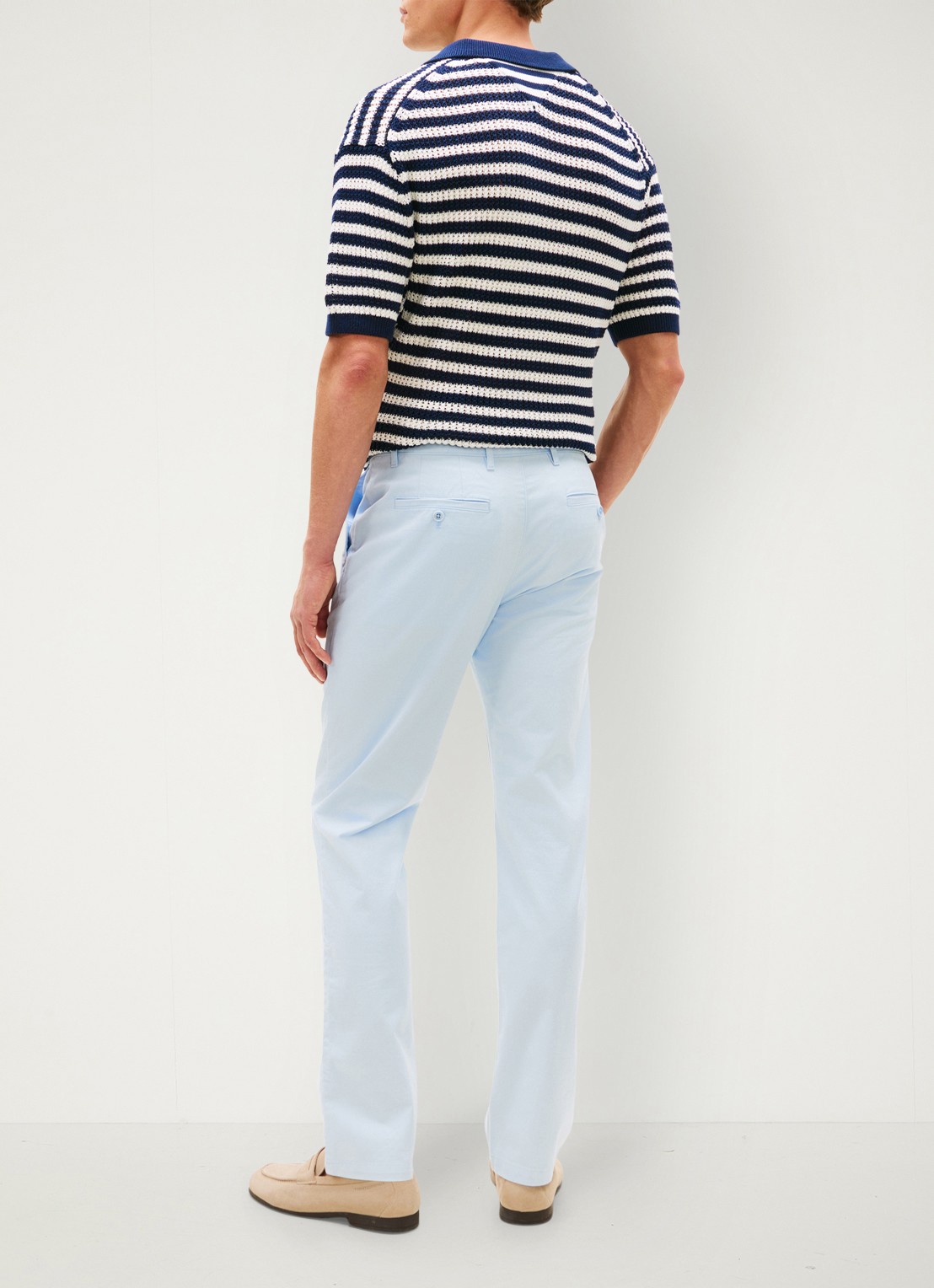 Tommy Hilfiger Straight fit chino met steekzakken - achterkant 3 lichtblauw